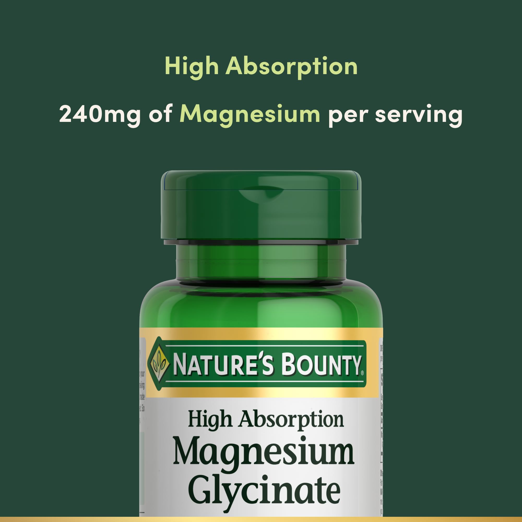 Nature's Bounty High Absorption Magnesium Glycinate 240mg 180 Capsules