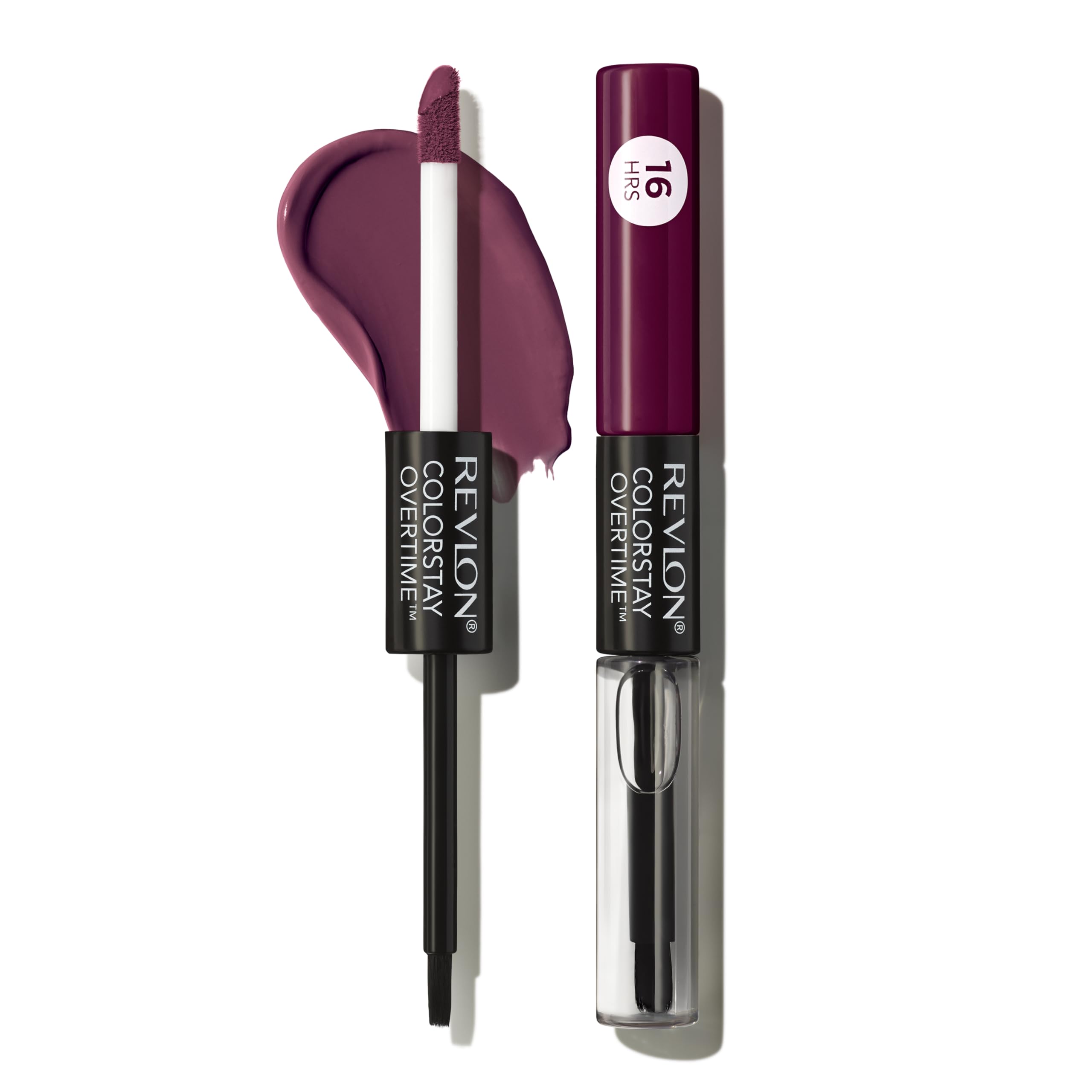 Revlon Liquid Lipstick with Clear Lip Gloss, ColorStay Overtime Lipcolor, Stocking Stuffer for Women, 350 Bare Maximum, 0.07 fl oz