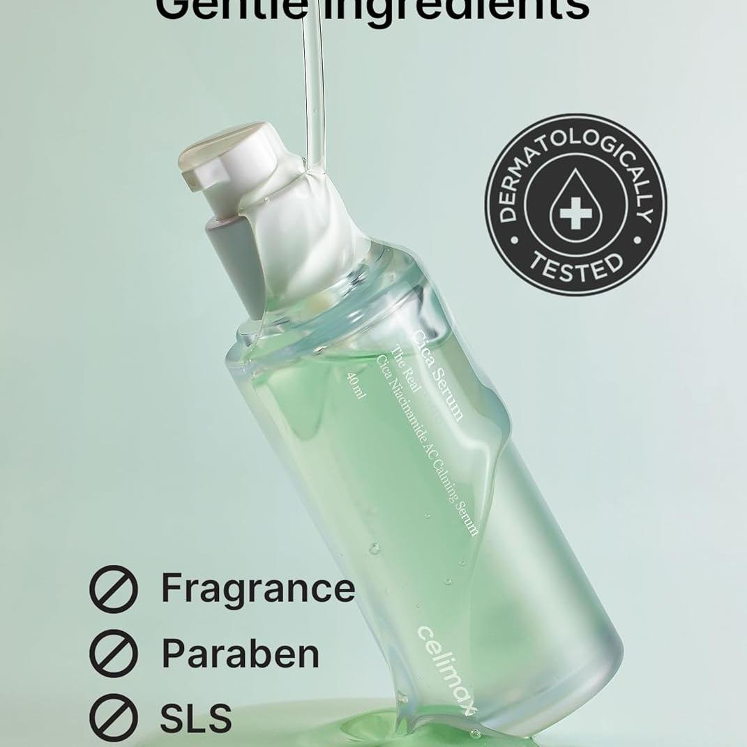 celimax The Real Cica Niacinamide AC Calming Serum 40ml + Ji.Woo.Gae Cica BHA Blemish Toner Pad (60 Pads) Bundle