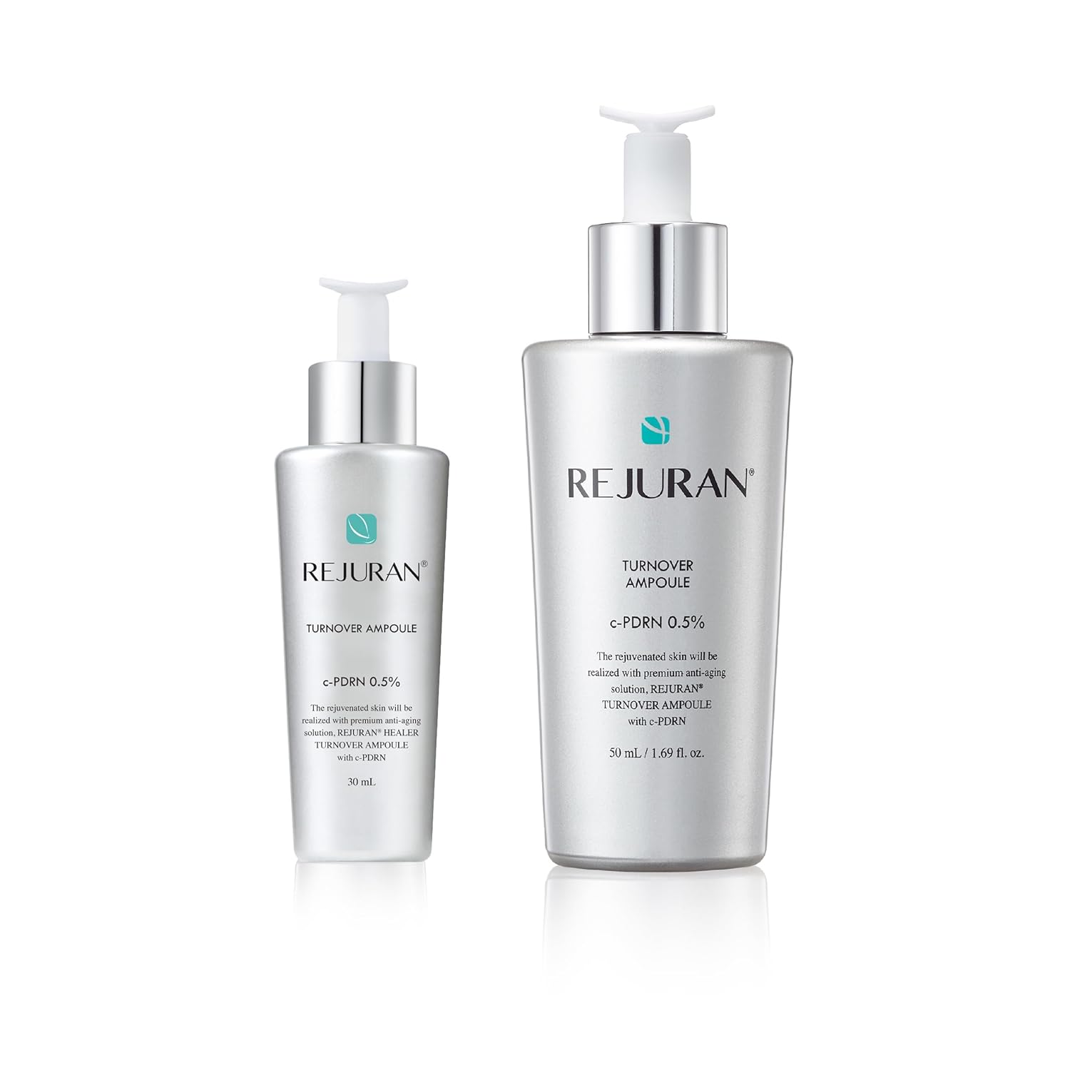 REJURAN® Turnover Ampoule Duo Bundle, c-PDRN® – Original Salmon DNA Face Serum in 1.01 fl oz & 1.69 fl oz for Firming, Hydrating & Radiant Glass Skin – Korean Anti-Aging Skin Care