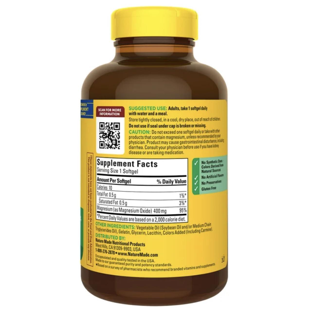 Nature Made High Potency Magnesium 400 mg - 150 Liquid Softgels,(Pack of 2)