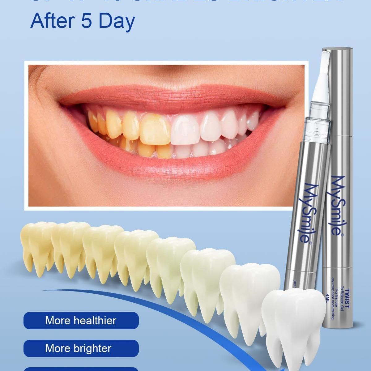 MySmile Teeth Whitening Pen 30+ Treatment Enamel Safe Tooth Whitening Gel for Teeth Sensitive-10 Min Fast Whitening Teeth-Helps to Remove Stains from Coffee, Smoking, Wines-Mint Flavor