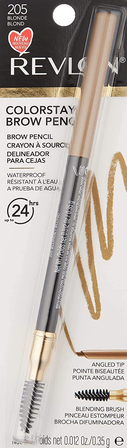 Revlon ColorStay Eyebrow Pencil with Spoolie Brush, Waterproof, Hair-Like Strokes, Stocking Stuffer for Her, 205 Blonde, 0.021 oz