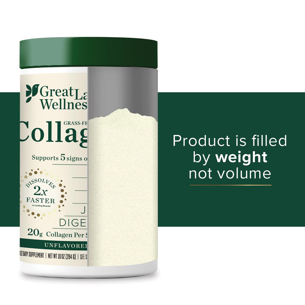 Great Lakes Wellness Collagen Peptides Powder for Skin, Hair, Nails, Joints & Digestion - Unflavored - 22 Servings (Pack of 1)