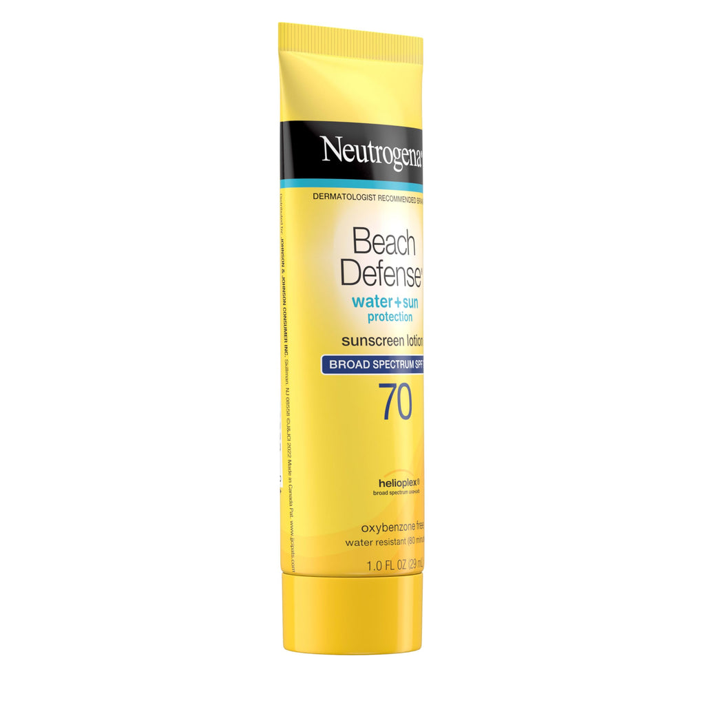 Neutrogena Sunscreen Lotion Beach Defense SPF 70, Face & Body Sunscreen, Broad Spectrum, Fast Absorbing, 6.7 Fl Oz, Water Resistant 80 Min, Oil-Free, Oxybenzone & Octinoxate Free