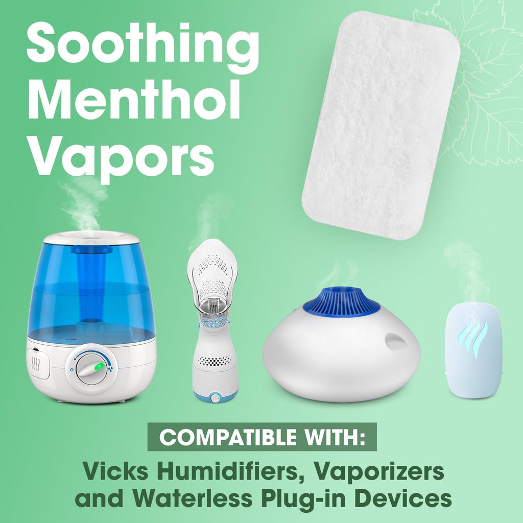 20 Pack Menthol Eucalyptus Humidifier Pads - Soothing Vapor Pad Refills for Congestion Relief on all Vks, Crane, More - Vapopads Replacement, Natural Waterless Vaporizers Pads, Cold/Flu Symptom Relief