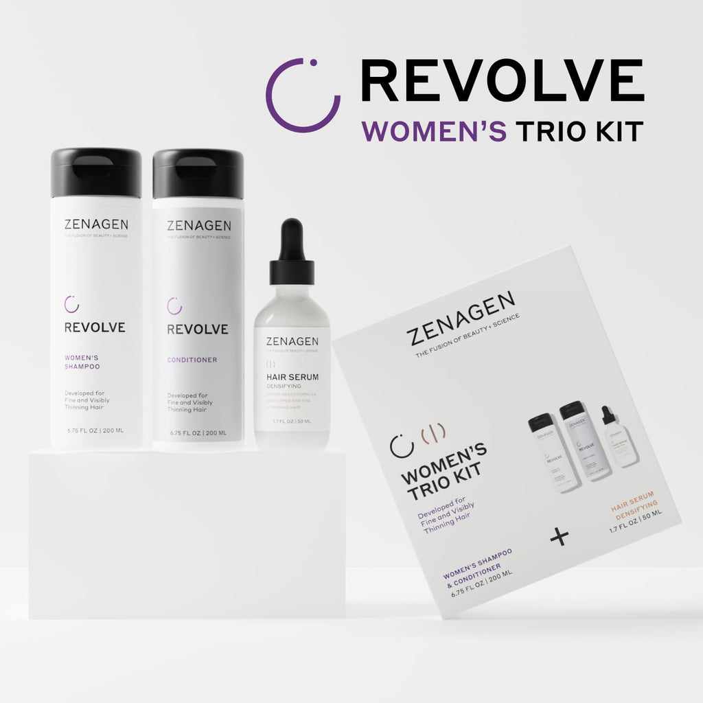 ZENAGEN Revolve Women's Trio Kit | Shampoo + Conditioner + Densifying for Fine & Visibly Thinning Hair, Supports Hair Strength & Growth, 1 ea