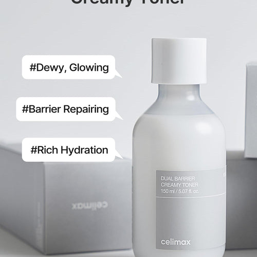 celimax Dual Barrier Creamy Toner | with Ceramides, Peptide, Oil & Alcohol Free, Facial Astringent, Hydrating, Calming, Soothing, Non Irritating,150ml