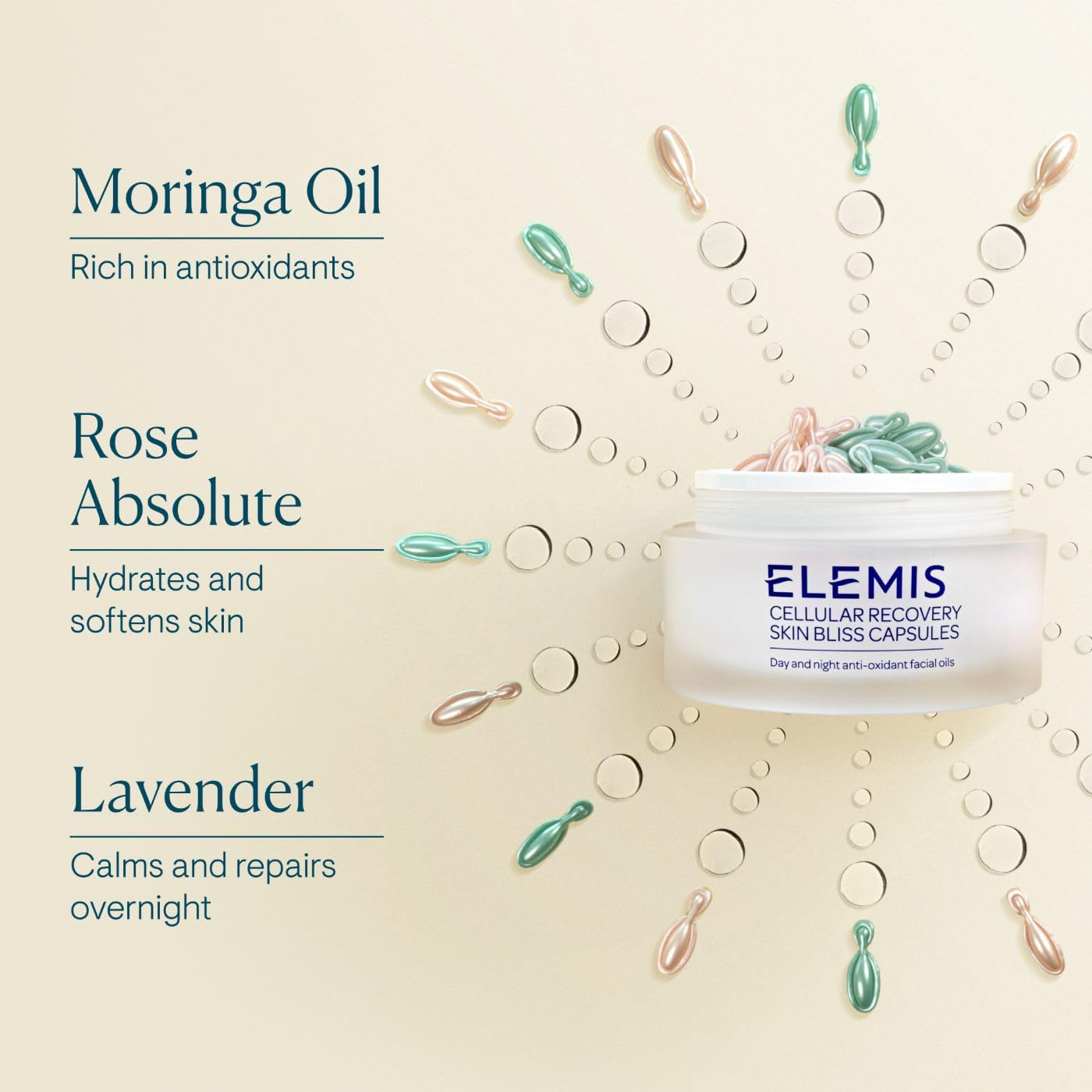 ELEMIS Skin Bliss Capsules, 60 Count – Antioxidant-Rich Anti-Aging Day & Night Face Oils, Purify, Replenish & Nourish the Skin, Skincare Serum Capsules for Face
