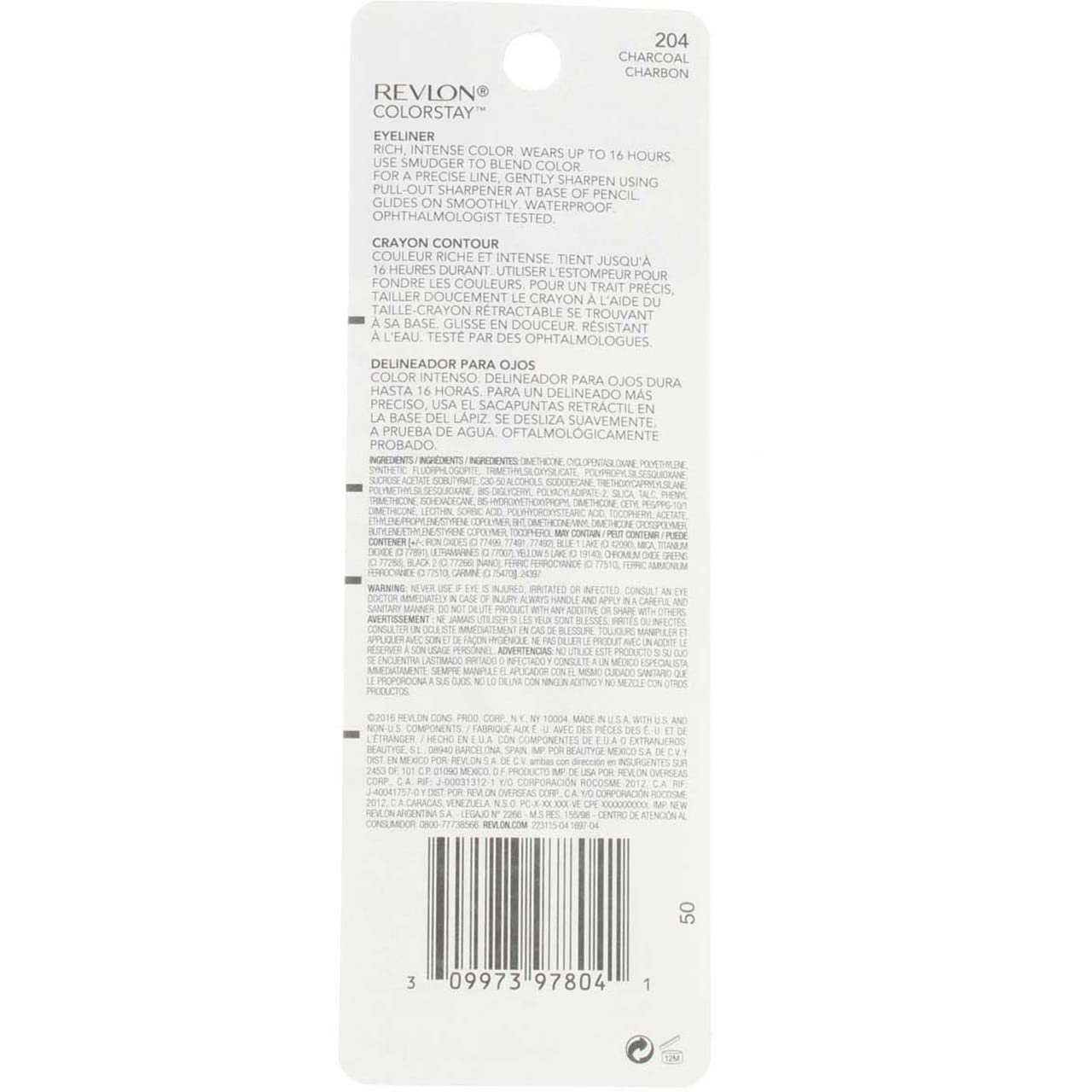 Revlon ColorStay Pencil Waterproof Eyeliner, Smudge-Proof, Eye Makeup with Built-In Sharpener, Stocking Stuffer for Women, 202 Black Brown, 0.01 oz