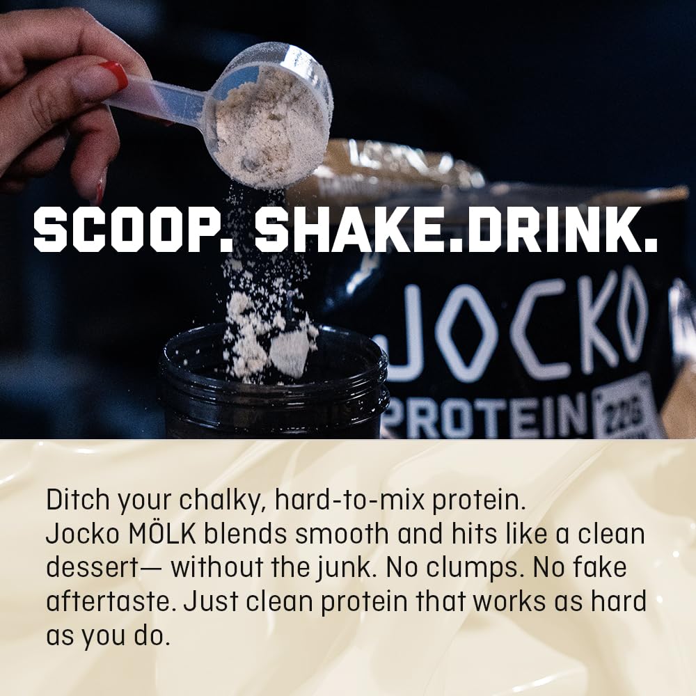 Jocko Fuel Mölk Whey Protein Powder 22g Low Sugar Monk Fruit Blend - Muscle Recovery & Growth, Packaging May Vary (26 Servings, Mint Chocolate)