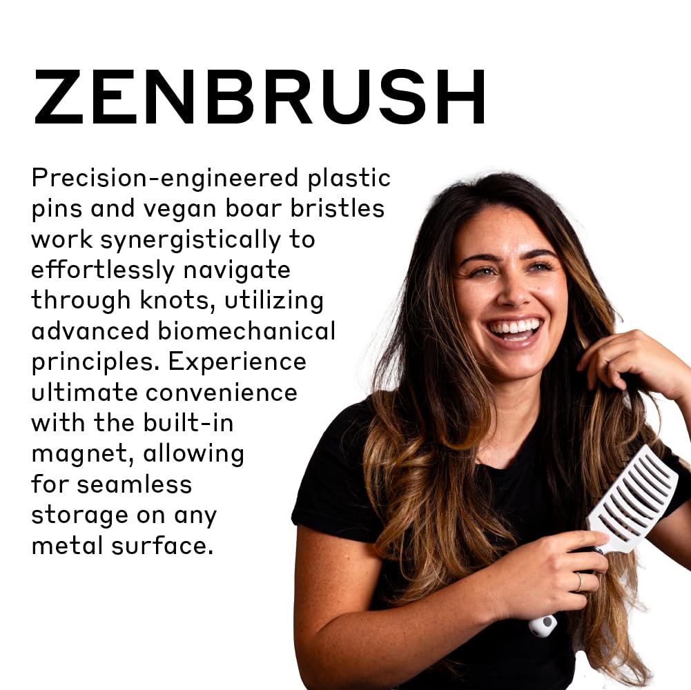 ZENAGEN Zen Brush| Gently Detangles Hair, Reduces Breakage, Enhances Scalp Stimulation, Lightweight Ergonomic Design, All Hair Types 1 ea