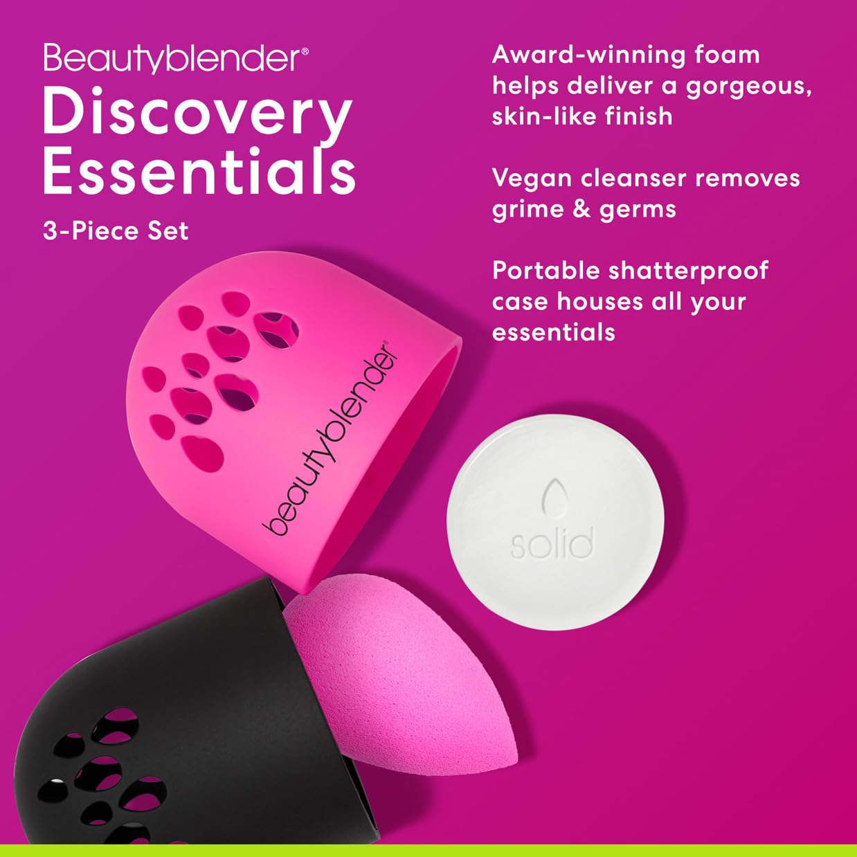 Beautyblender® | Discovery Kit - Makeup Sponge & Makeup Sponge Cleaner, Portable Protection Case, Professional Blending Application, Vegan & Cruelty Free, Made in the USA
