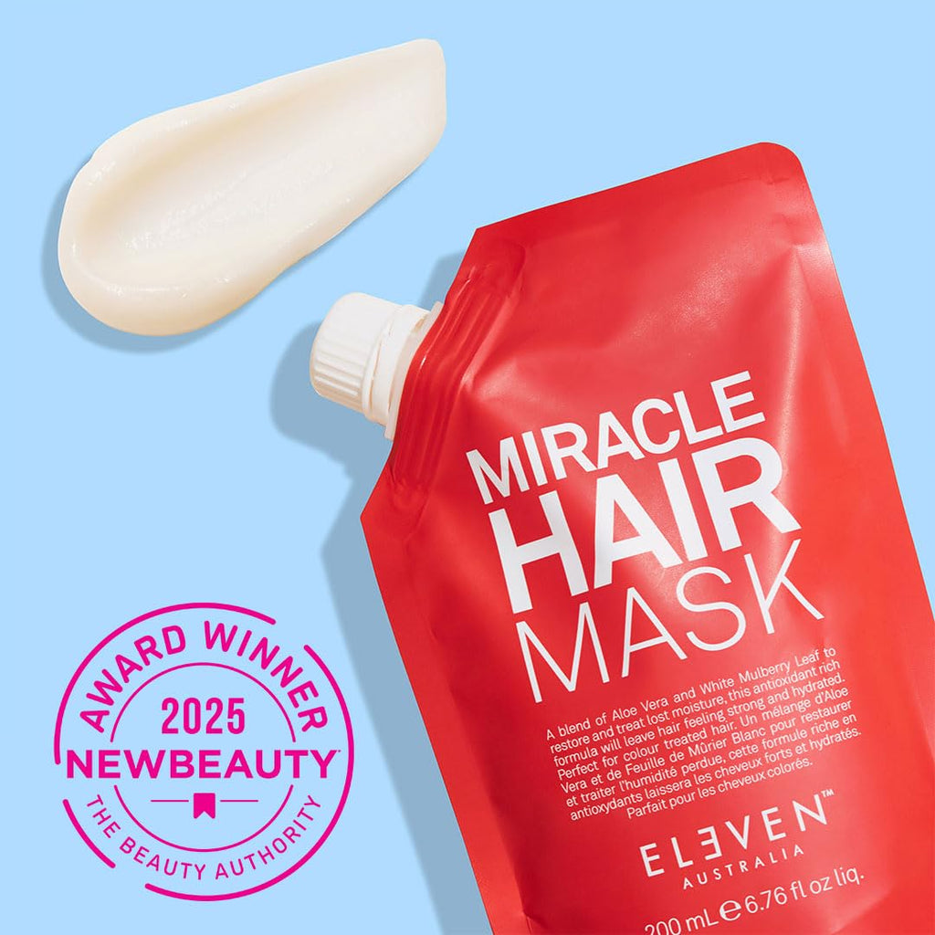 ELEVEN AUSTRALIA Miracle Hair Mask for Dry Damaged Hair - Deep Conditioning Treatment for Men & Women, Restores Moisture & Helps Damage, Hydrating & Moisturizing, Nourishing Formula - 6.8 fl oz