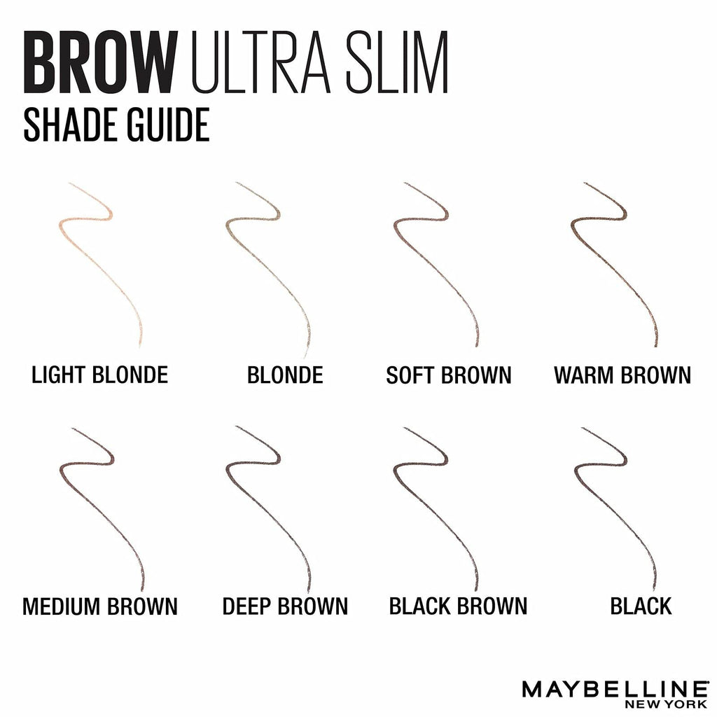 Maybelline Express Brow Ultra Slim Eyebrow Makeup, Brow Pencil with Precision Tip and Spoolie for Defined Eyebrows, Soft Brown, 1 Count