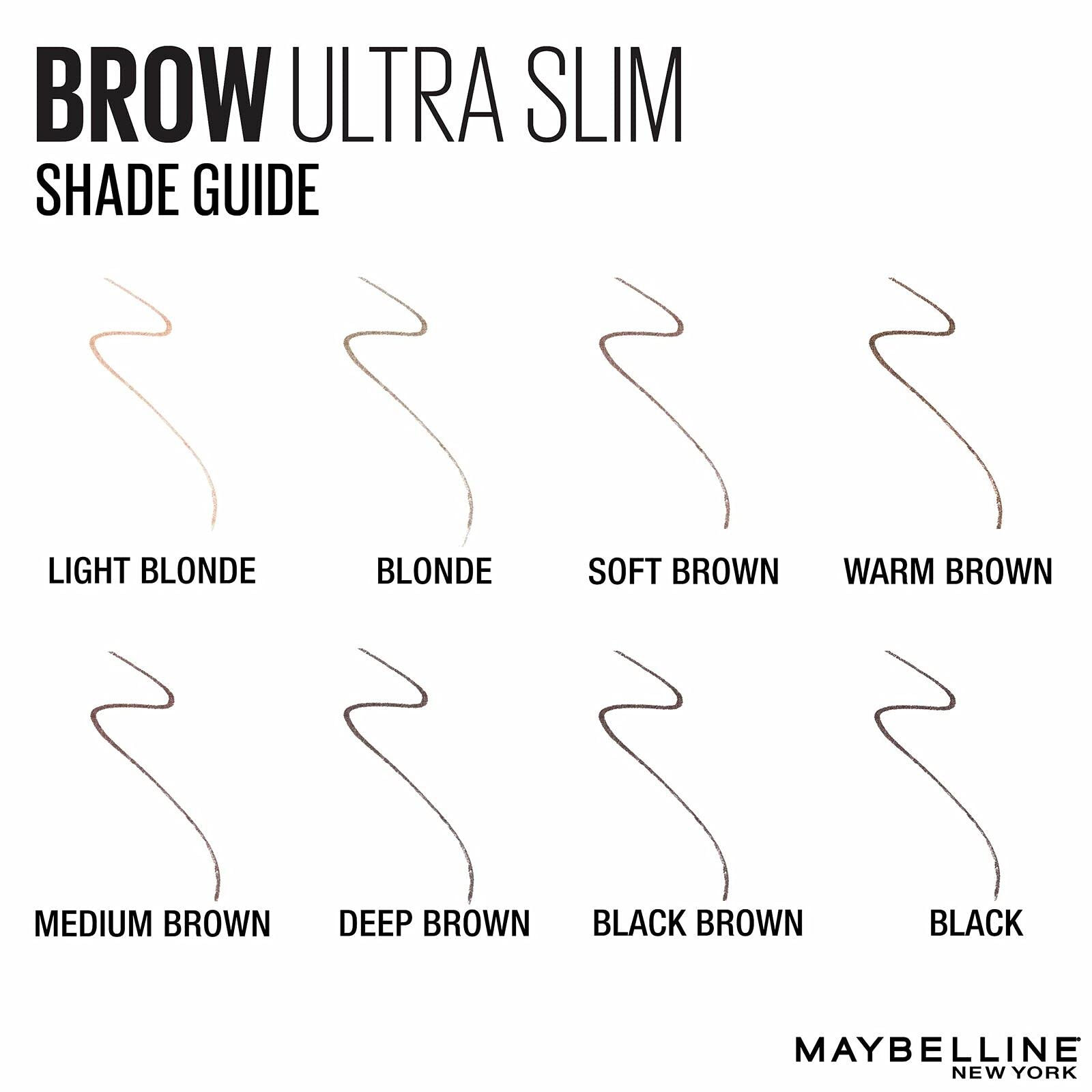 Maybelline Express Brow Ultra Slim Eyebrow Makeup, Brow Pencil with Precision Tip and Spoolie for Defined Eyebrows, Soft Brown, 1 Count
