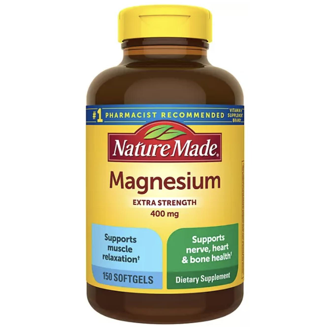 Nature Made High Potency Magnesium 400 mg - 150 Liquid Softgels,(Pack of 2)