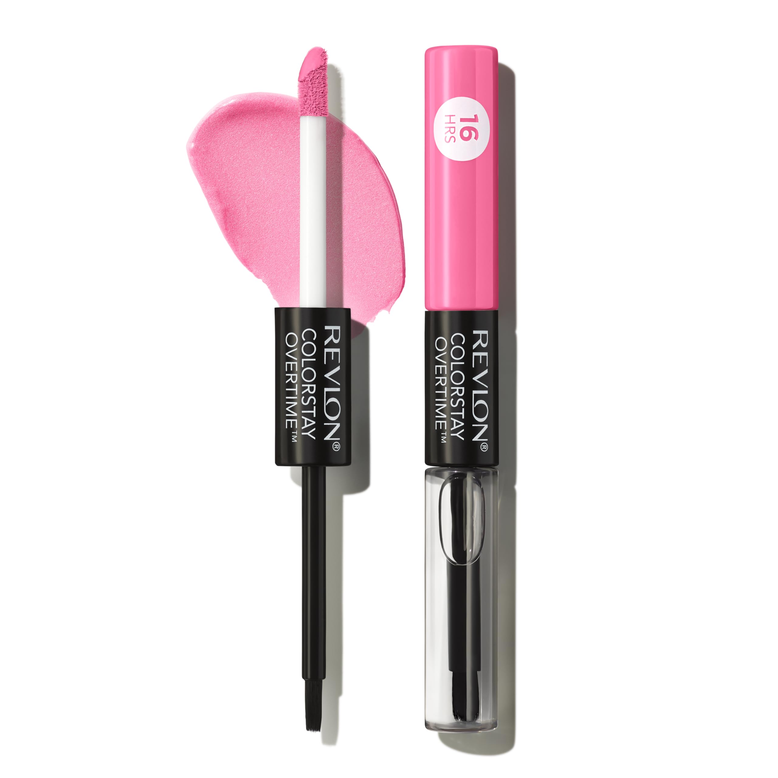 Revlon Liquid Lipstick with Clear Lip Gloss, ColorStay Overtime Lipcolor, Stocking Stuffer for Women, 350 Bare Maximum, 0.07 fl oz