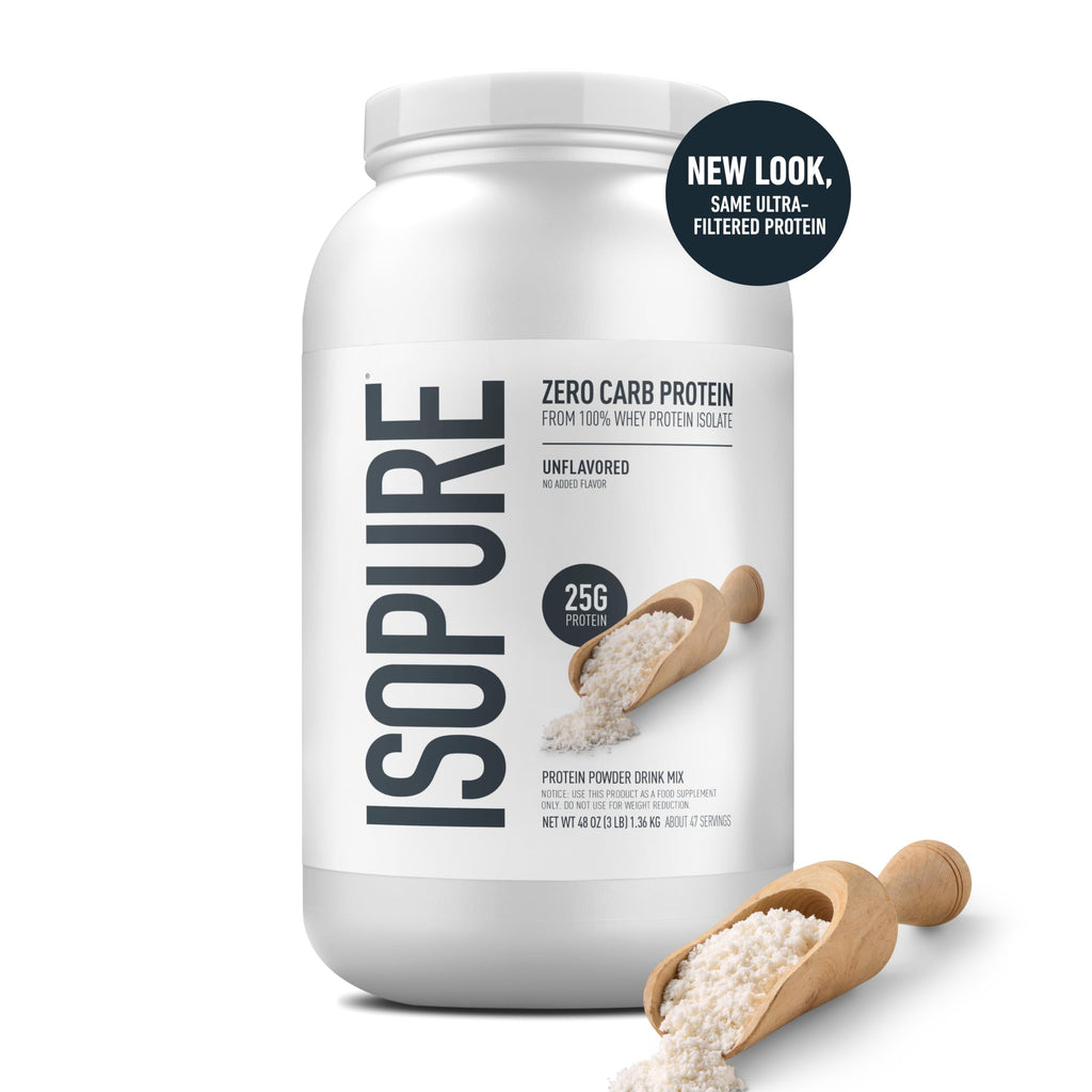 Isopure Zero Carb 100% Pure Whey Isolate Protein Powder, Lactose Free, Gluten Free, with Vitamins, Unflavored, 25g Protein Per Serving, 1 Lb, 16 Servings (Packaging May Vary)