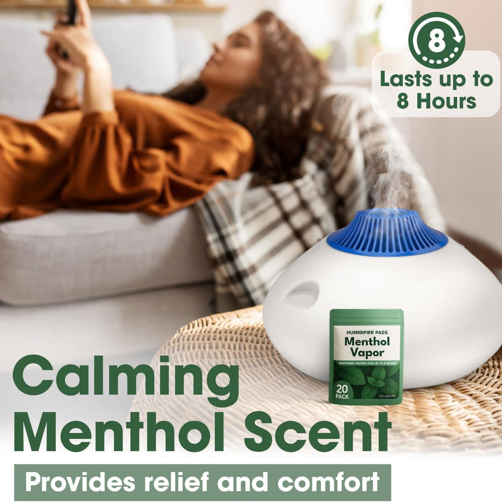 20 Pack Menthol Eucalyptus Humidifier Pads - Soothing Vapor Pad Refills for Congestion Relief on all Vks, Crane, More - Vapopads Replacement, Natural Waterless Vaporizers Pads, Cold/Flu Symptom Relief