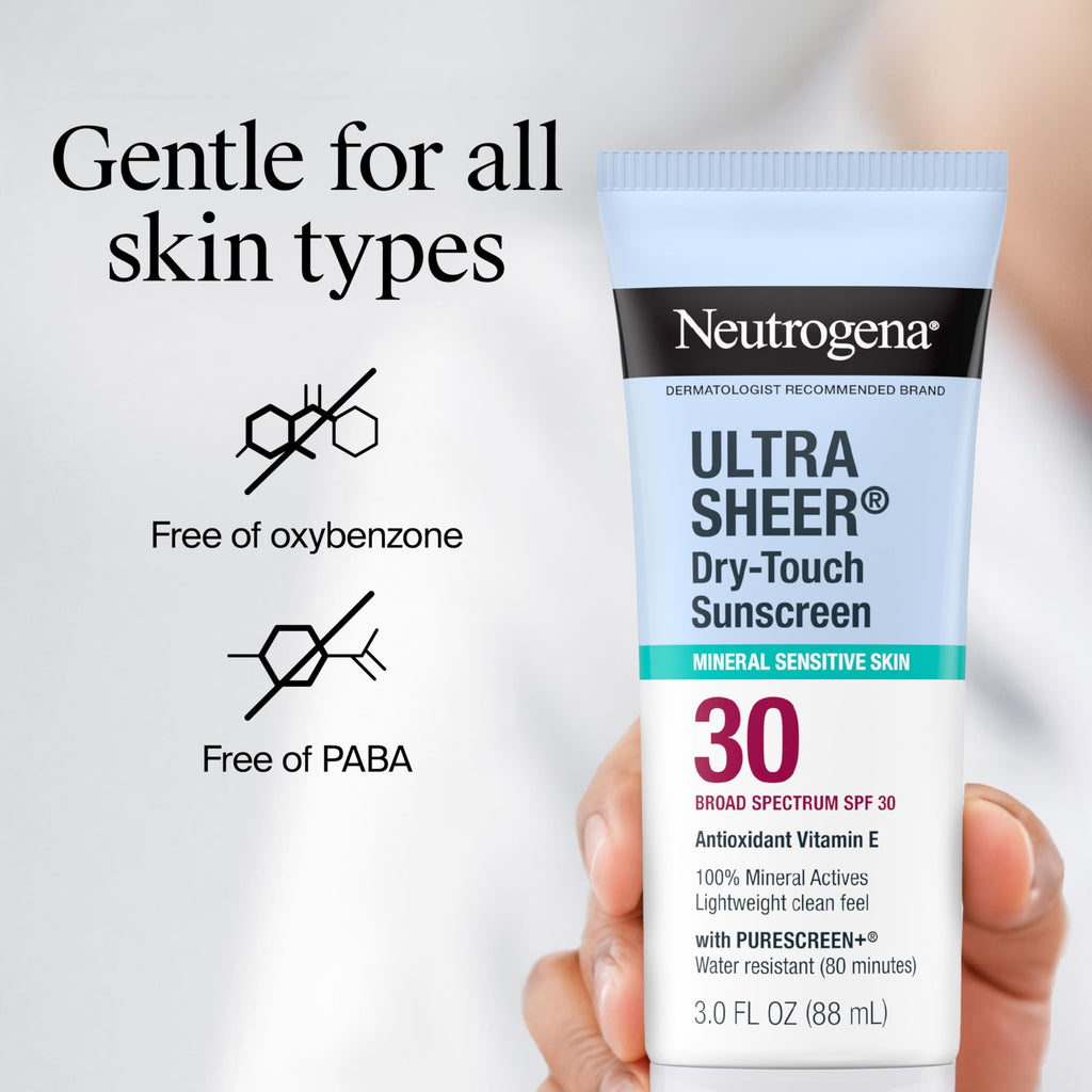 Neutrogena Ultra Sheer Dry-Touch Sunscreen For Face & Body, SPF 45 Broad Spectrum UVA/UVB Protection, Lightweight Water Resistant & Non-Greasy, Travel Size Sunscreen, 3 fl. oz 2 pack