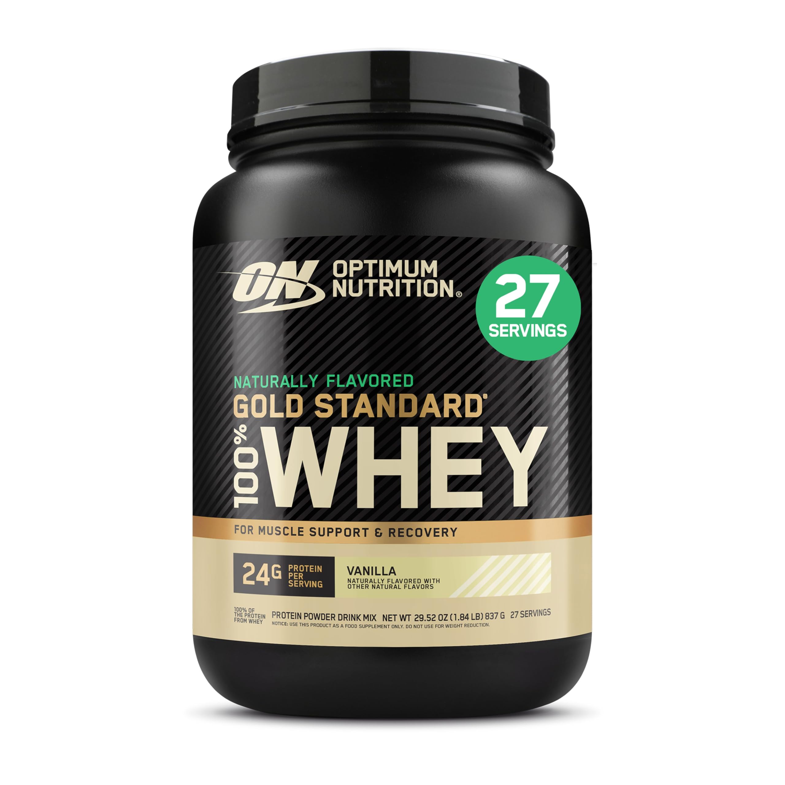 Optimum Nutrition Gold Standard 100% Whey Protein Powder, Vanilla Ice Cream, 2 Pound (Packaging May Vary)