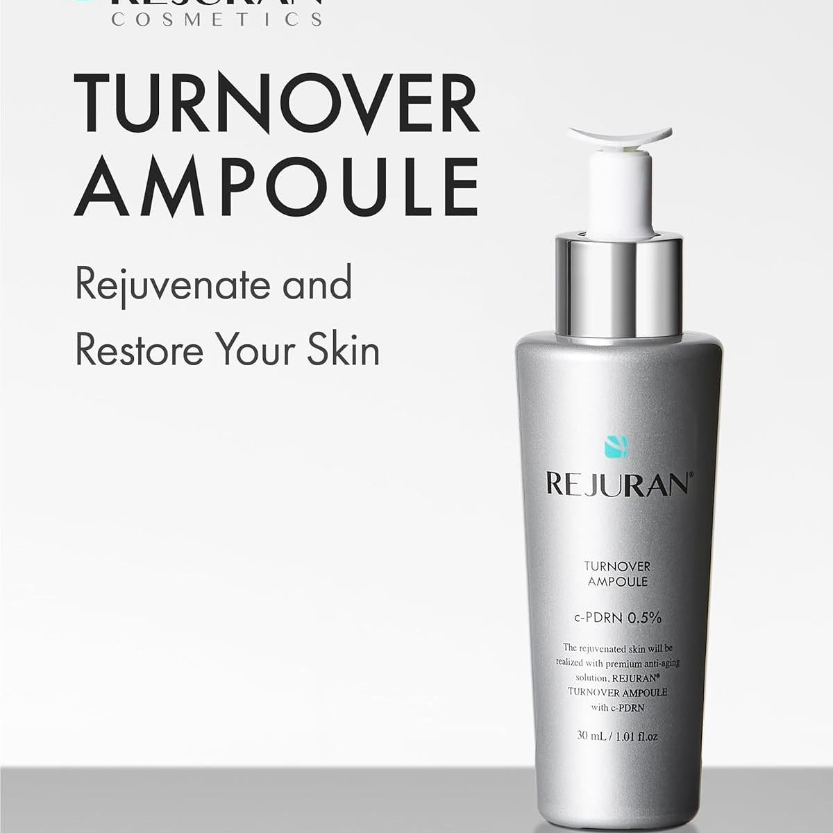 REJURAN® c-PDRN® Korean Skin Care Bundle – Turnover Ampoule & Rebalancing Toner with Salmon DNA for Hydration, Firming, Pore Care & Radiant Glass Skin