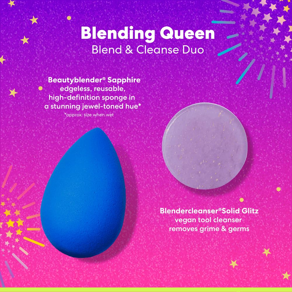 Beautyblender® | Blending Queen Blend and Cleanse Set, Sapphire sponge and Speckled Violet Cleanser