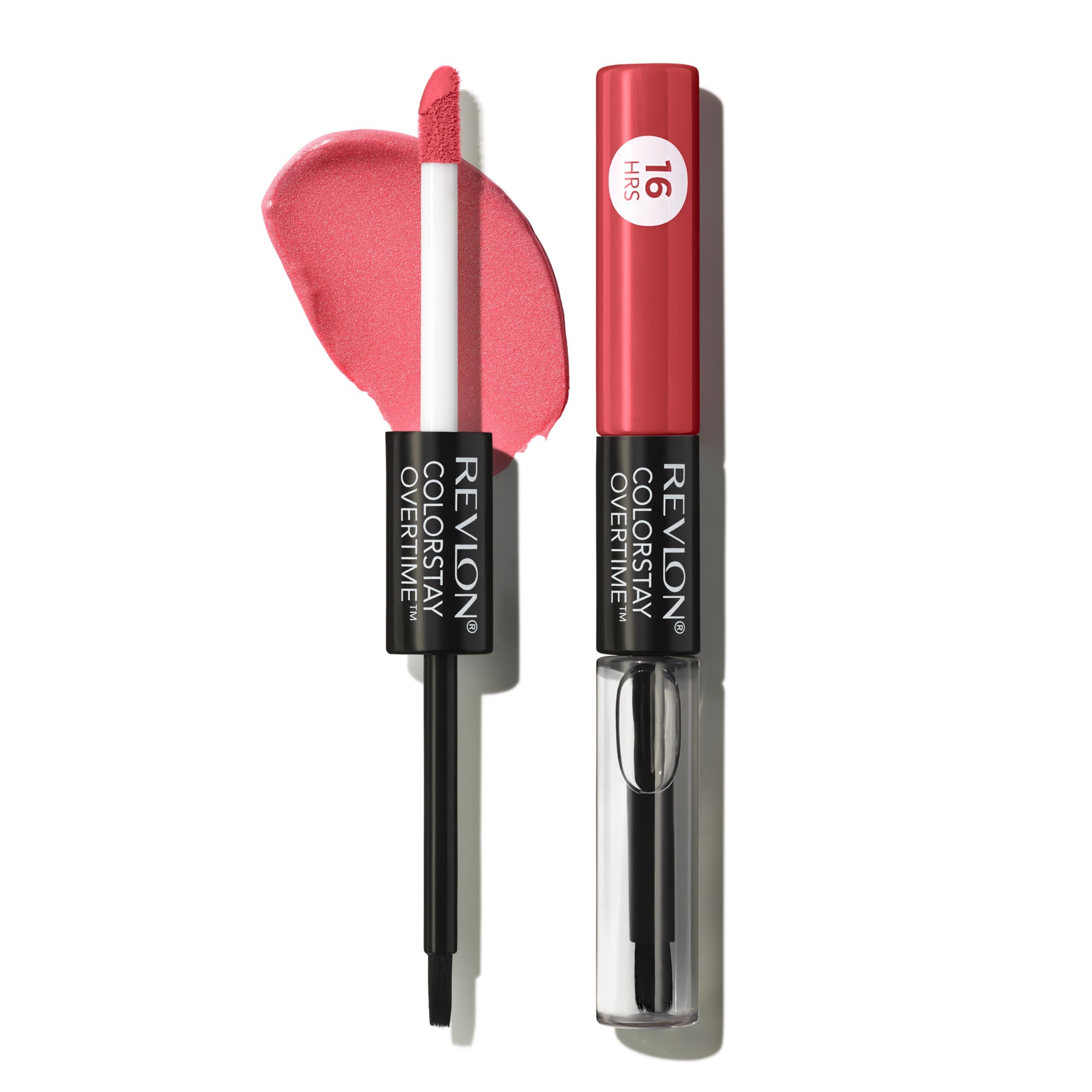 Revlon Liquid Lipstick with Clear Lip Gloss, ColorStay Overtime Lipcolor, Stocking Stuffer for Women, 350 Bare Maximum, 0.07 fl oz