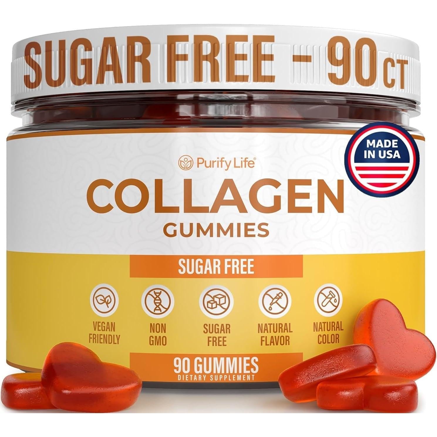 Sugar-Free Marine Collagen Gummies (90 Collagen Chews) Potent 500mg Collagen Gummy for Hair Growth, Healthier Skin & Nails, Pore Reducer & Elasticity Hydrolyzed, Gluten Free, Boosted w Shuddha Gugulu