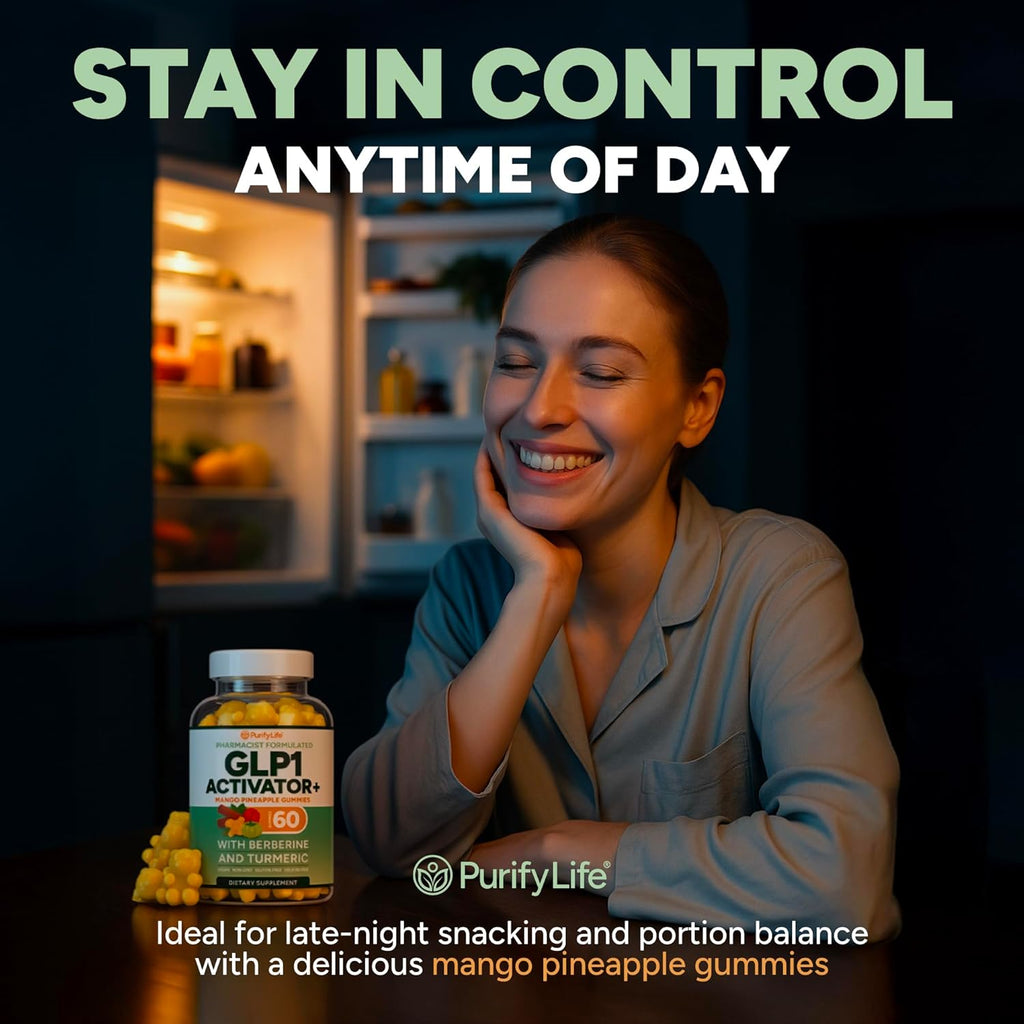 GLP-1 Support Gummies – Sugar-Free Appetite & Craving Control with Berberine, Cinnamon, Turmeric, Garcinia & Raspberry Ketones – Digestion, De-Bloating, Carb Blocker, Vegan, Keto