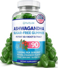 Sugar-Free Ashwagandha Gummies for Stress, Sleep & Mood Support - High-Potency 30:1 Ashwagandha Supplement Extract - Vegan Adaptogen Supplement for Women & Men, Natural Flavor, Plant-Based, 90 Gummies