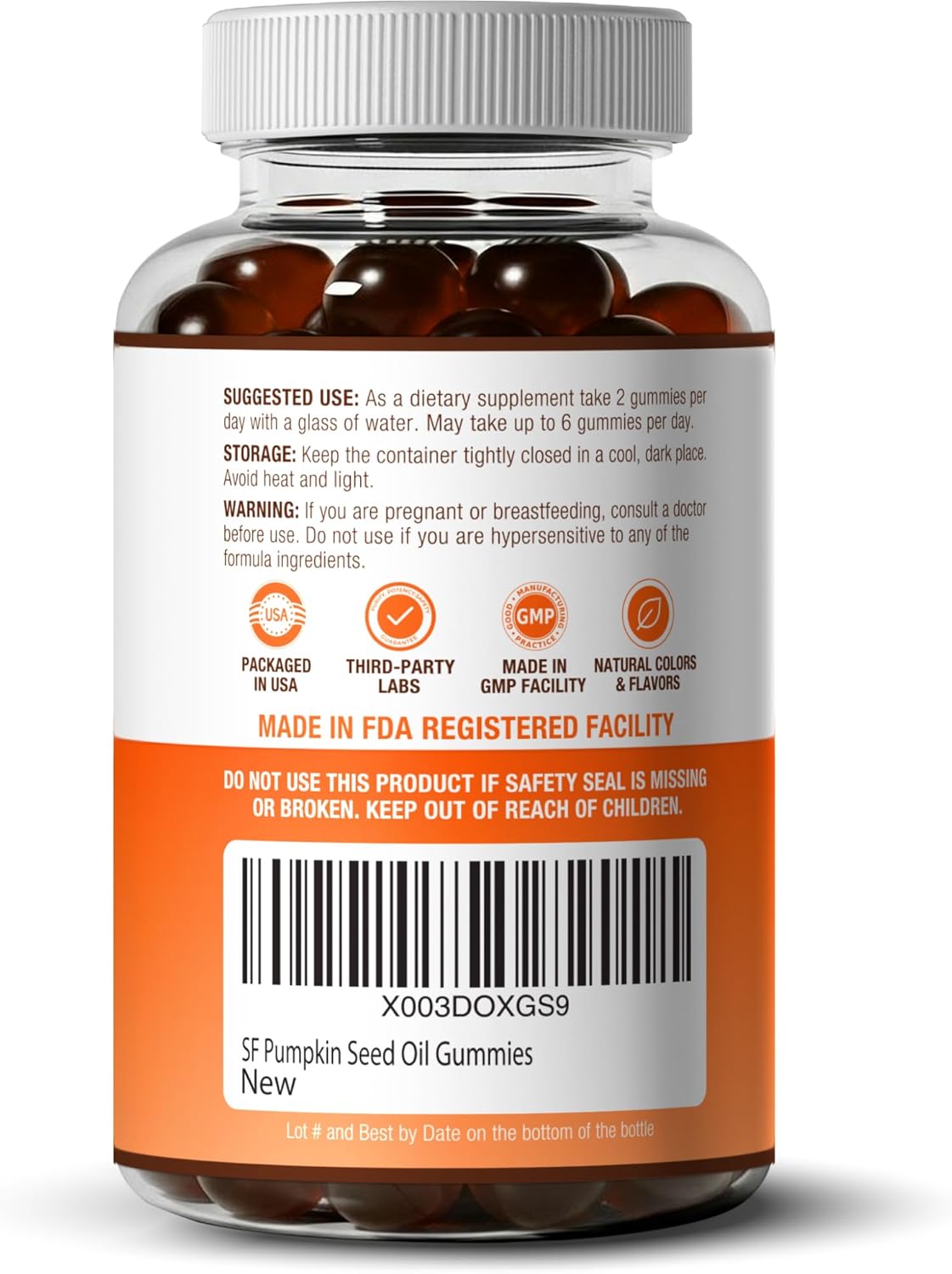 Sugar-Free Pumpkin Seed Oil Gummies (4,000mg/serving) Pumpkin Seed Oil for Hair Growth, Youthful Skin, Prostate Health, Immune & Urinary Tract Support-Natural Source of Essential Fatty Acids-60 Chews