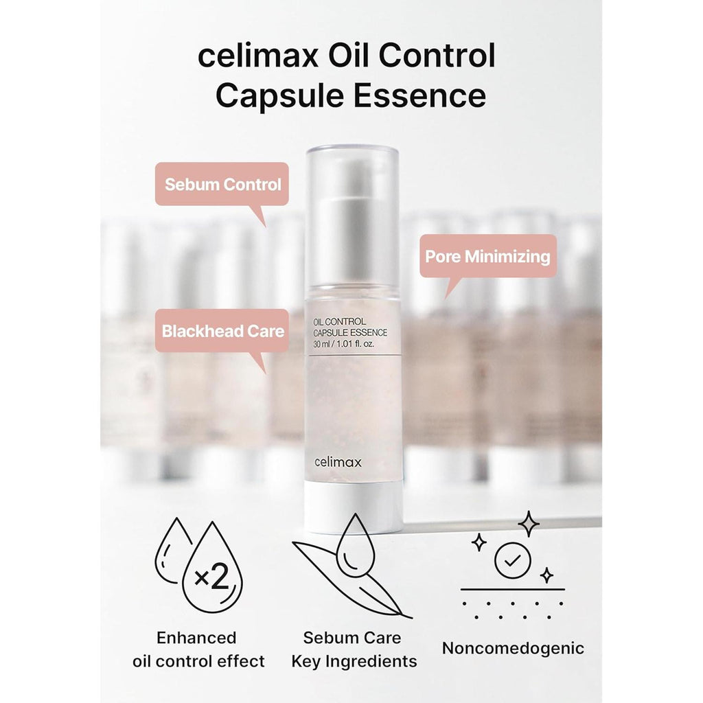 celimax Oil Control Capsule Essence | with Tea Tree Extract, For Sebum Reducing Serum, Mattifying, Hydrating, Moisturizing Mild Formula for Sensitive, 30ml