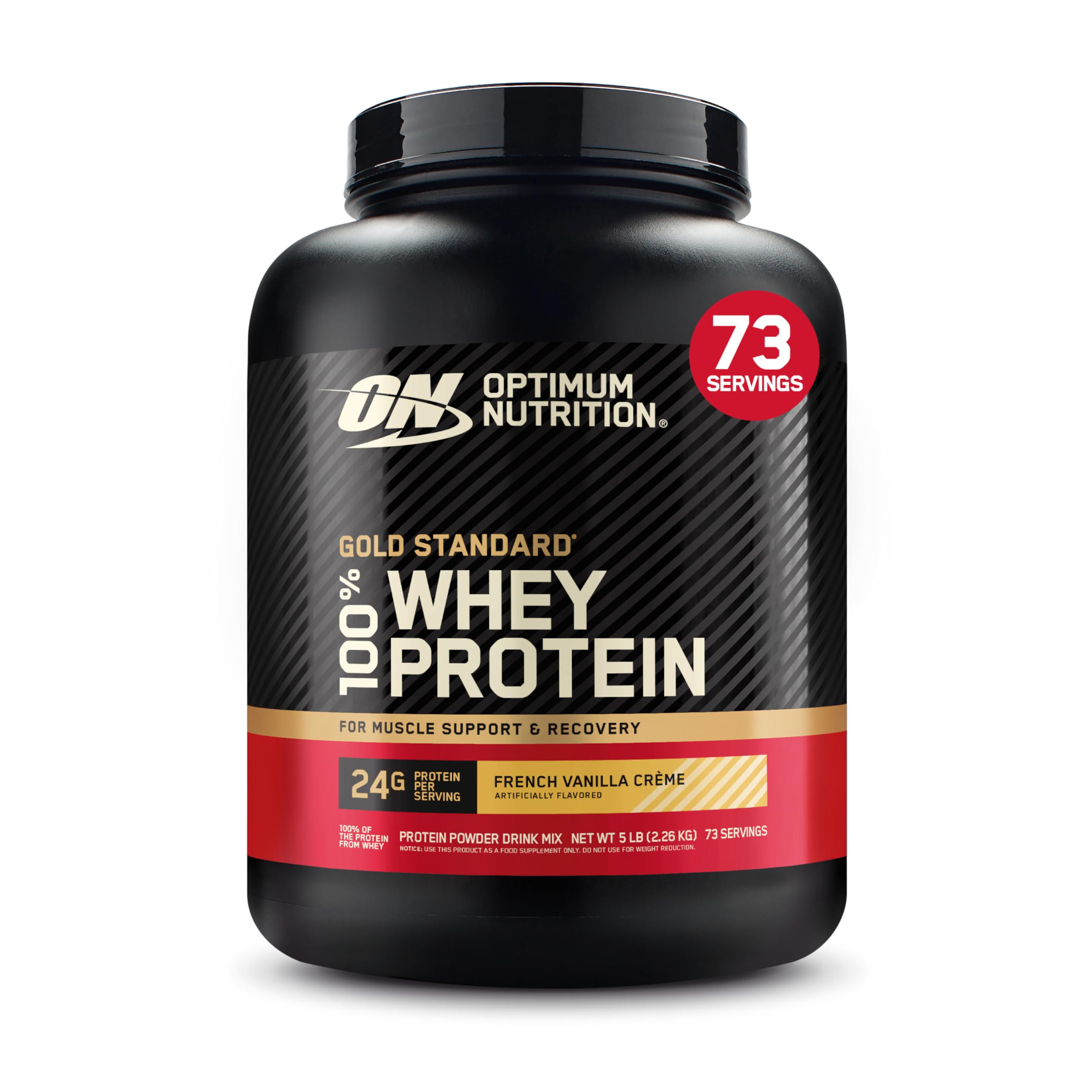 Optimum Nutrition Gold Standard 100% Whey Protein Powder, Vanilla Ice Cream, 2 Pound (Packaging May Vary)