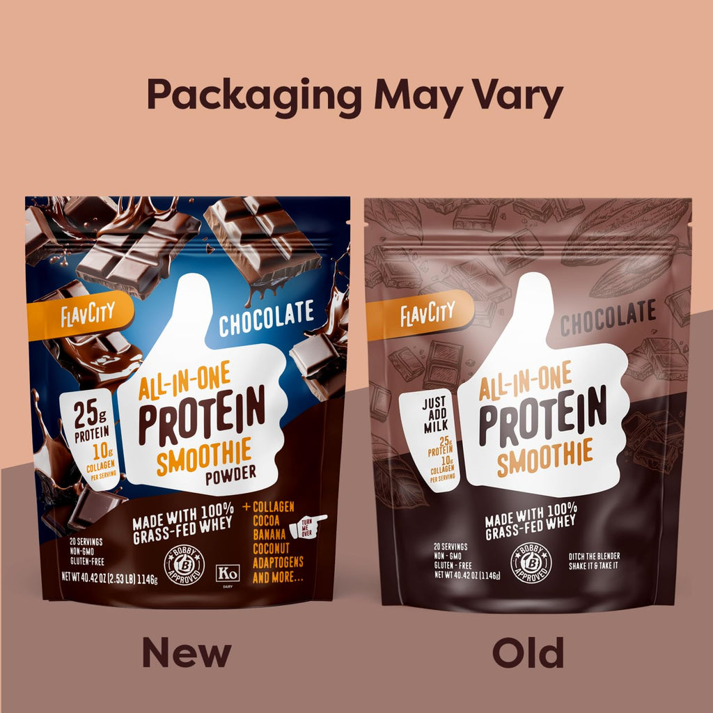 FlavCity Grass Fed Whey Protein Powder - Vanilla Smoothie - 25g Protein & 10g Collagen - Made with Real Vanilla Bean & Organic Coconut Milk - Gluten Free & No Added Sugars (20 Servings)