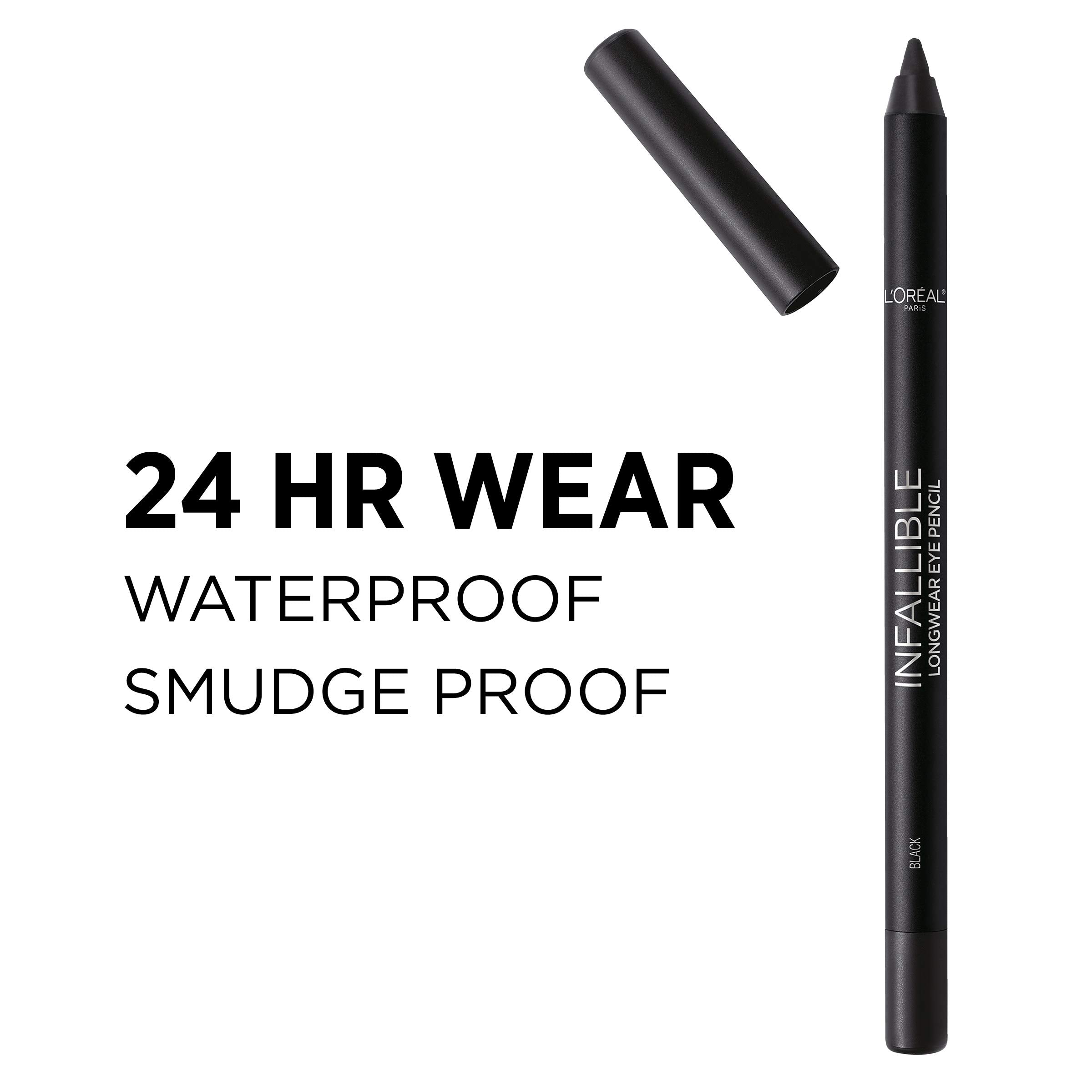 L'Oreal Paris Makeup Infallible Pro-Last Pencil Eyeliner, Waterproof and Smudge-Resistant, Glides on Easily to Create any Look, Black, 0.042 oz., 1 Count
