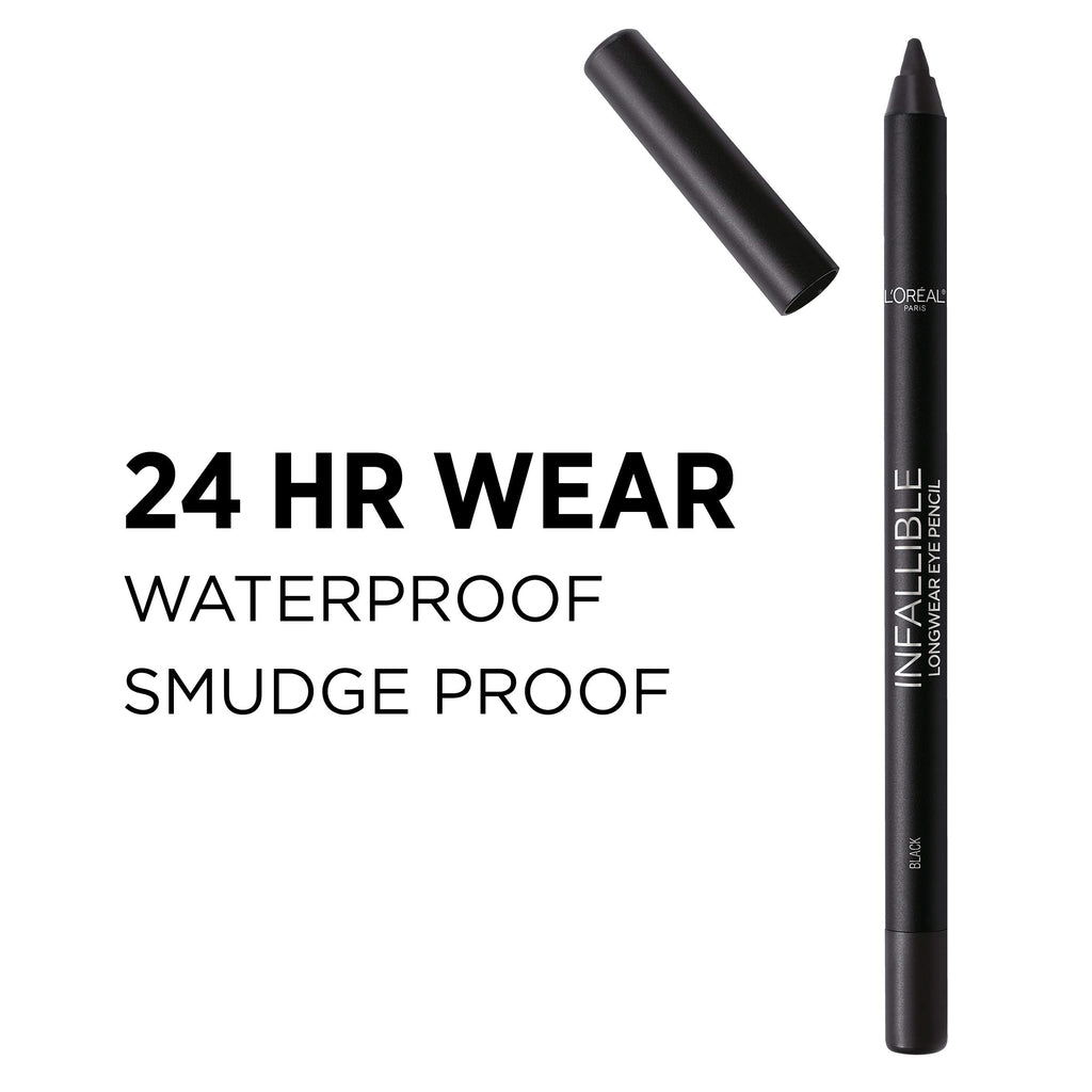 L'Oreal Paris Makeup Infallible Pro-Last Pencil Eyeliner, Waterproof and Smudge-Resistant, Glides on Easily to Create any Look, Black, 0.042 oz., 1 Count