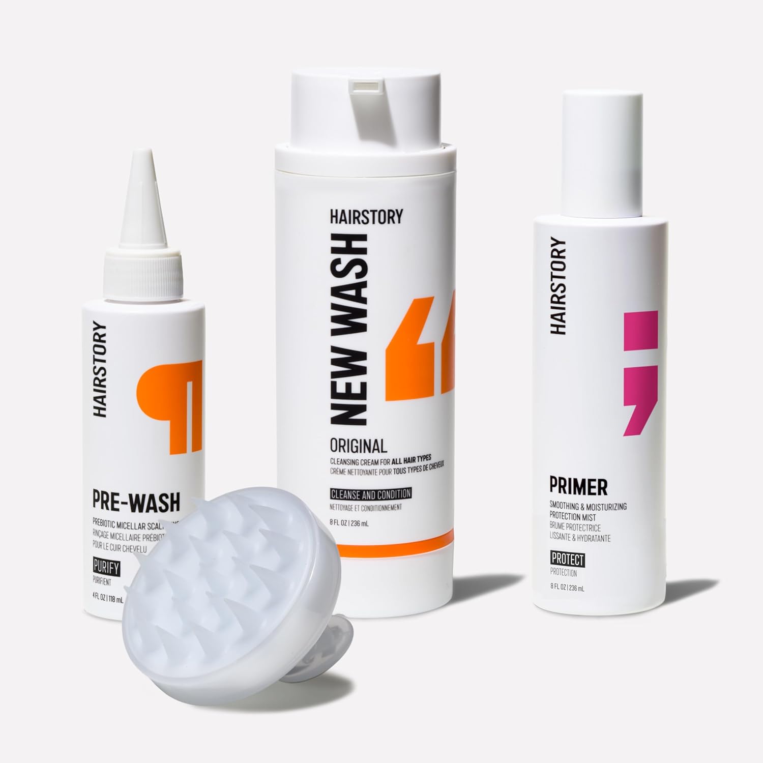 Hairstory Healthiest Hair Method, New Wash Original with Pre-Wash, Primer & Scalp Brush, Deep Cleans, Conditions & Moisturizes, Hair Routine for All Hair Types