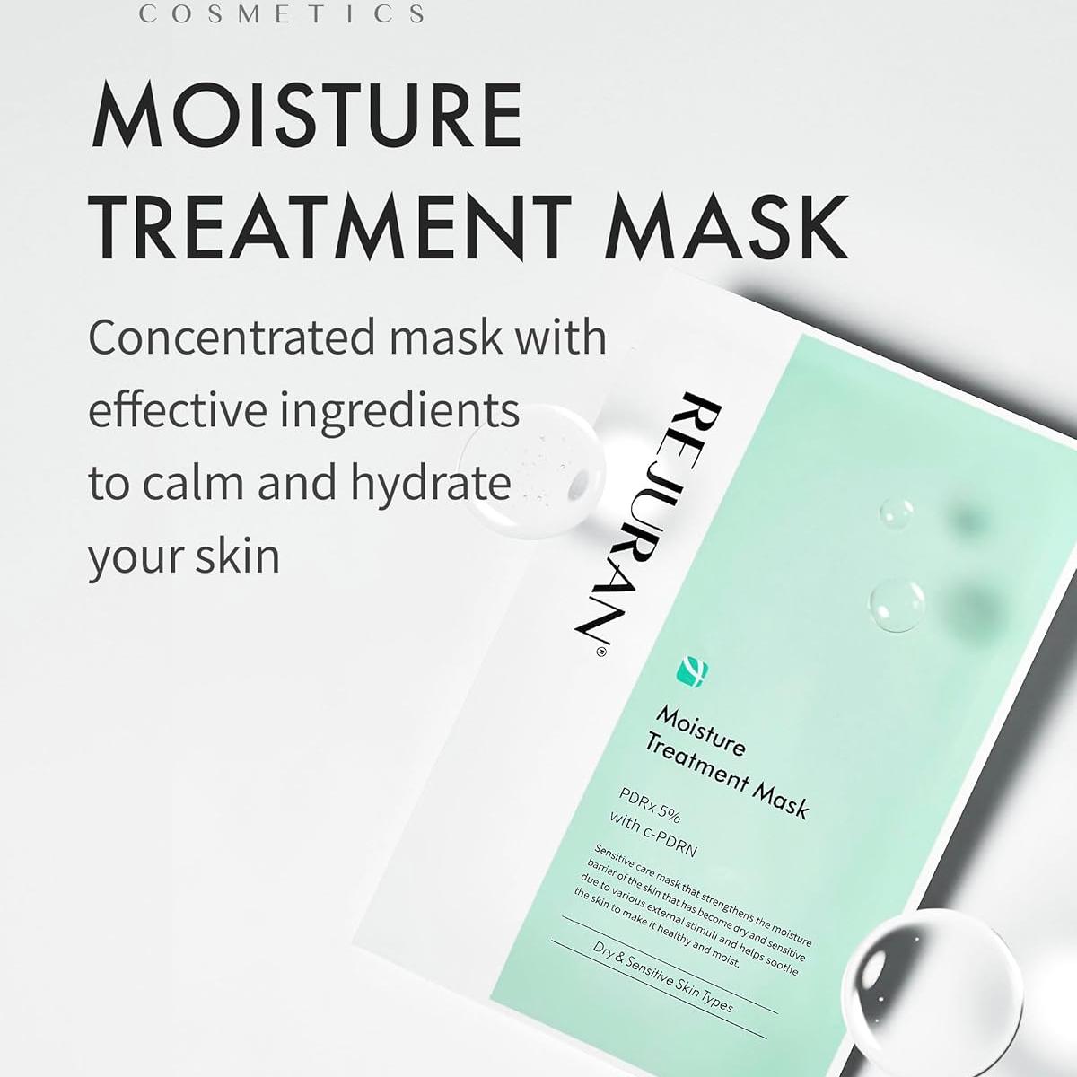REJURAN® Moisture Treatment Mask, c-PDRN® - Hydrating Facial Sheet Mask, Repairs Skin Barrier and Retains Moisture with PDRx, Korean Skin Care 5-Pack