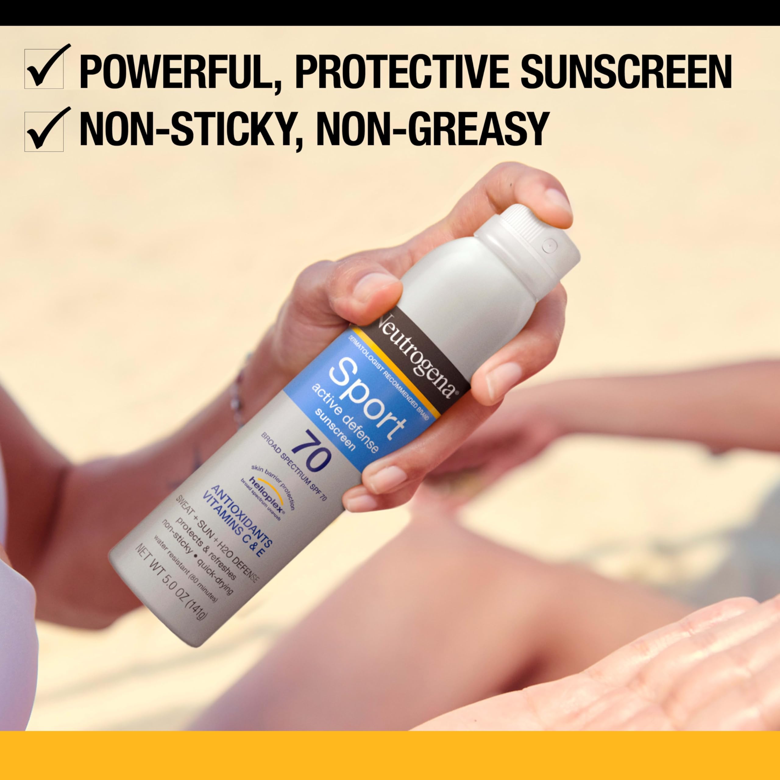 Neutrogena Sport Face Sunscreen SPF 70+, Oil-Free, 2.5 fl oz, Sweat & Water-Resistant, Broad-Spectrum UVA/UVB, Nourish & Restore Skin Balance, Oxybenzone Free Sunscreen For Face