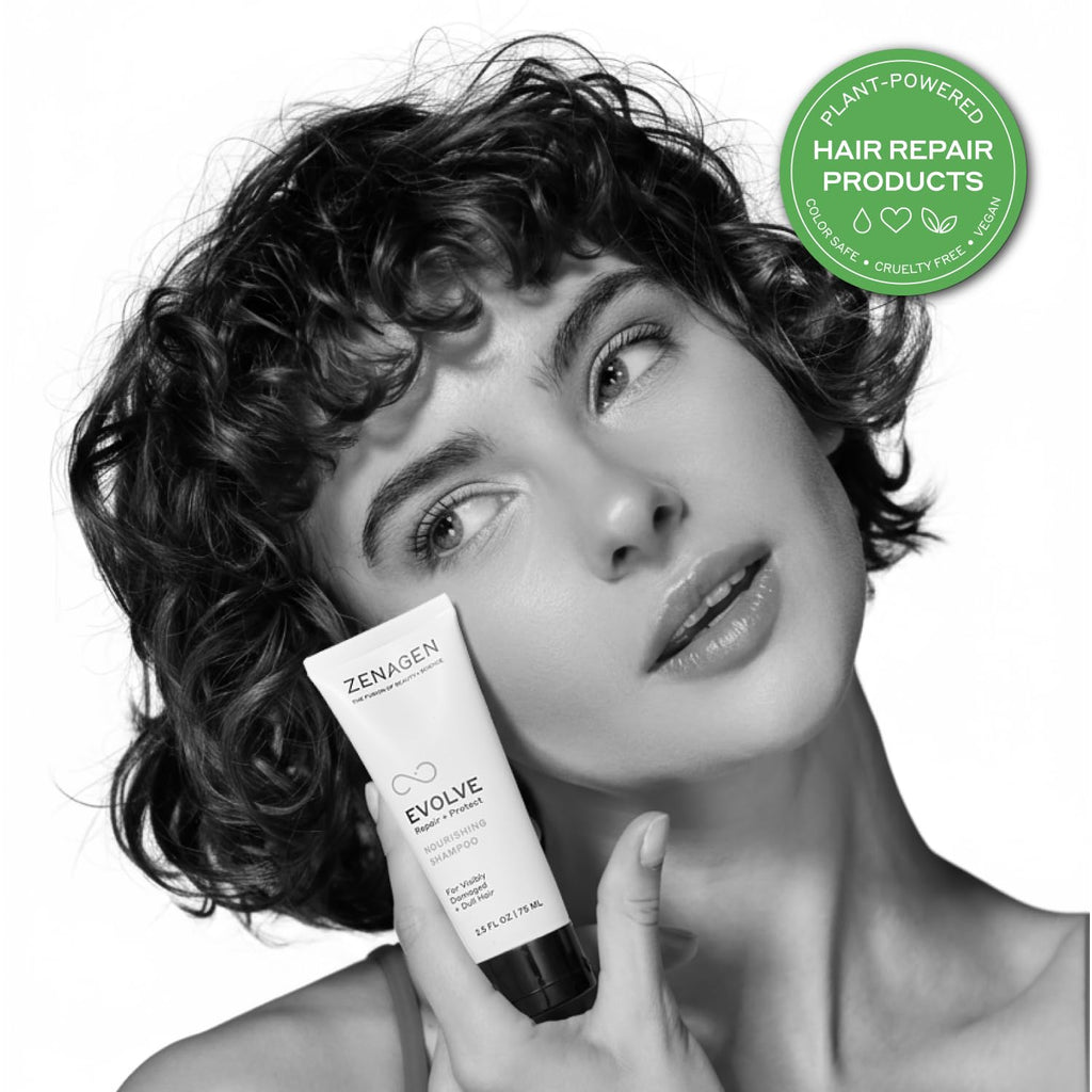 ZENAGEN Evolve Repair + Protect Travel Duo | Nourishing Shampoo + Conditioner, Repairs & Strengthens Damaged Hair, Promotes Thicker Fuller Growth, Plant-Based, Color-Safe, Vegan, 2.5 oz