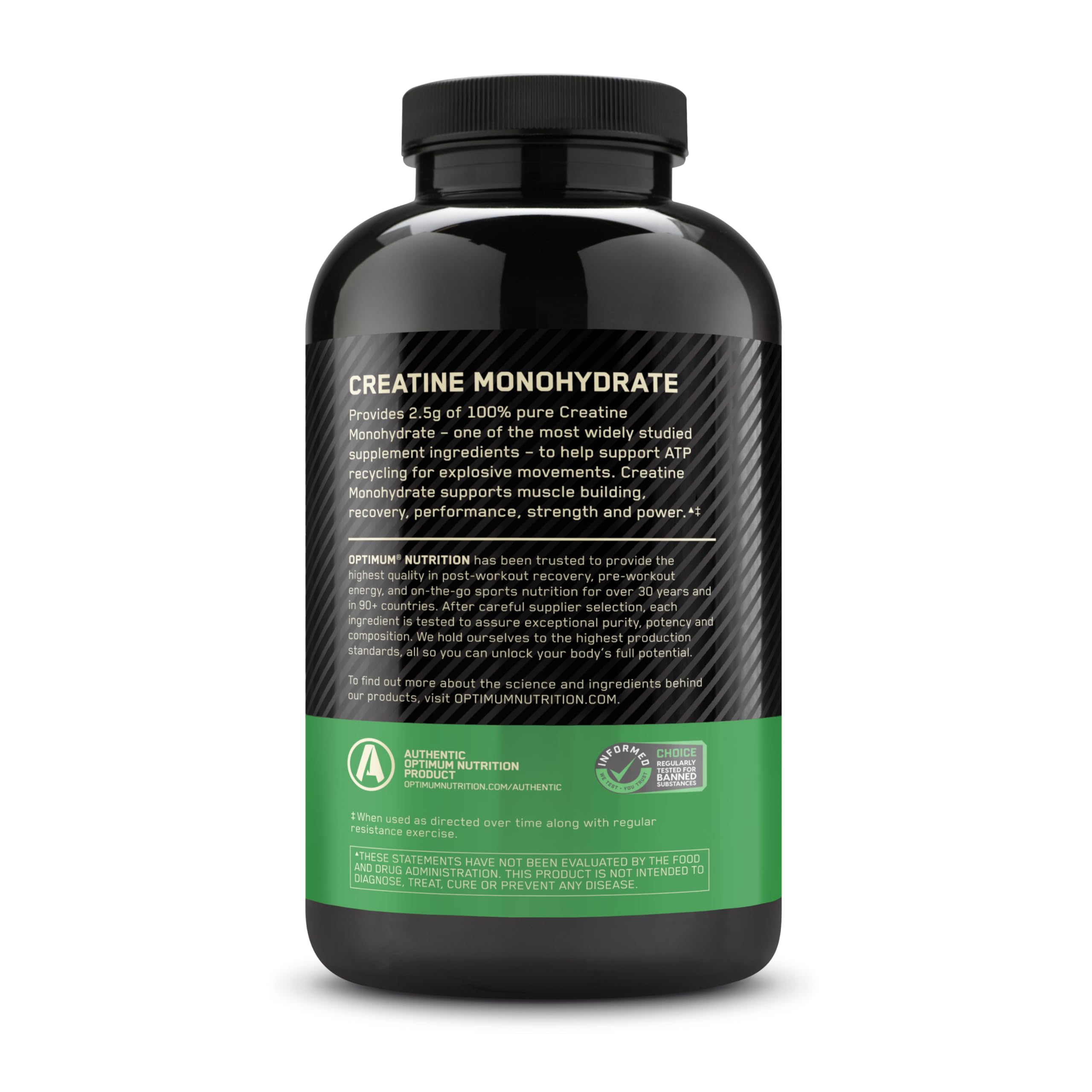 Optimum Nutrition Micronized Creatine Monohydrate Capsules, Keto Friendly, 2500mg, 100 Capsules