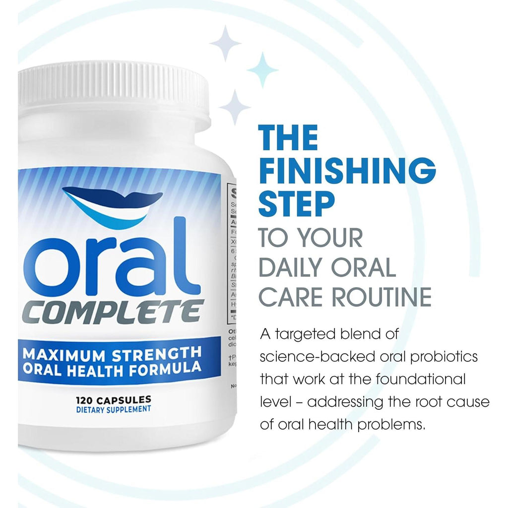 Oral Complete 11-in-1 Dental Probiotics, Bad Breath Treatment Halitosis Tonsil Stone with Non-GMO with BLIS K12, Ashwagandha and Collagen, 120 Capsules