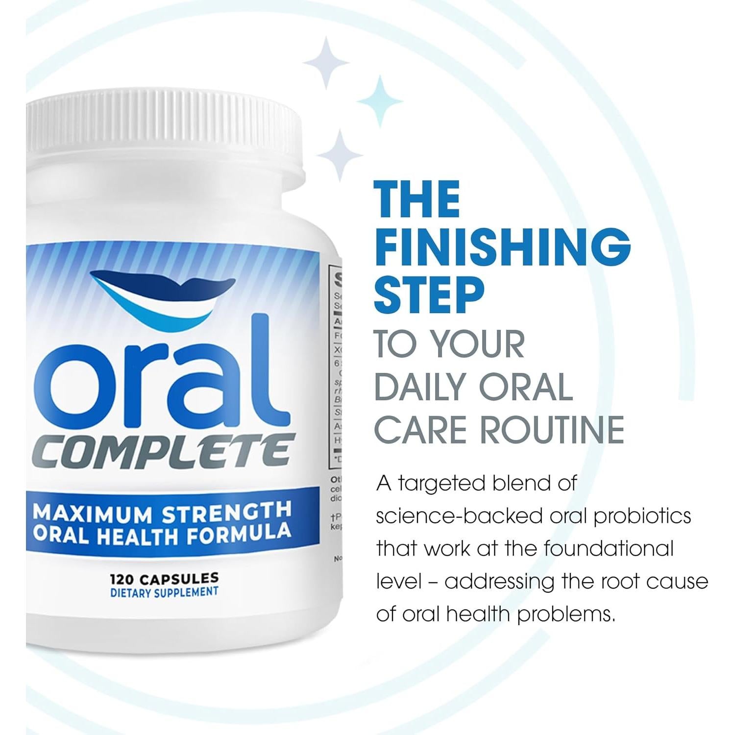 Oral Complete 11-in-1 Dental Probiotics, Bad Breath Treatment Halitosis Tonsil Stone with Non-GMO with BLIS K12, Ashwagandha and Collagen, 120 Capsules