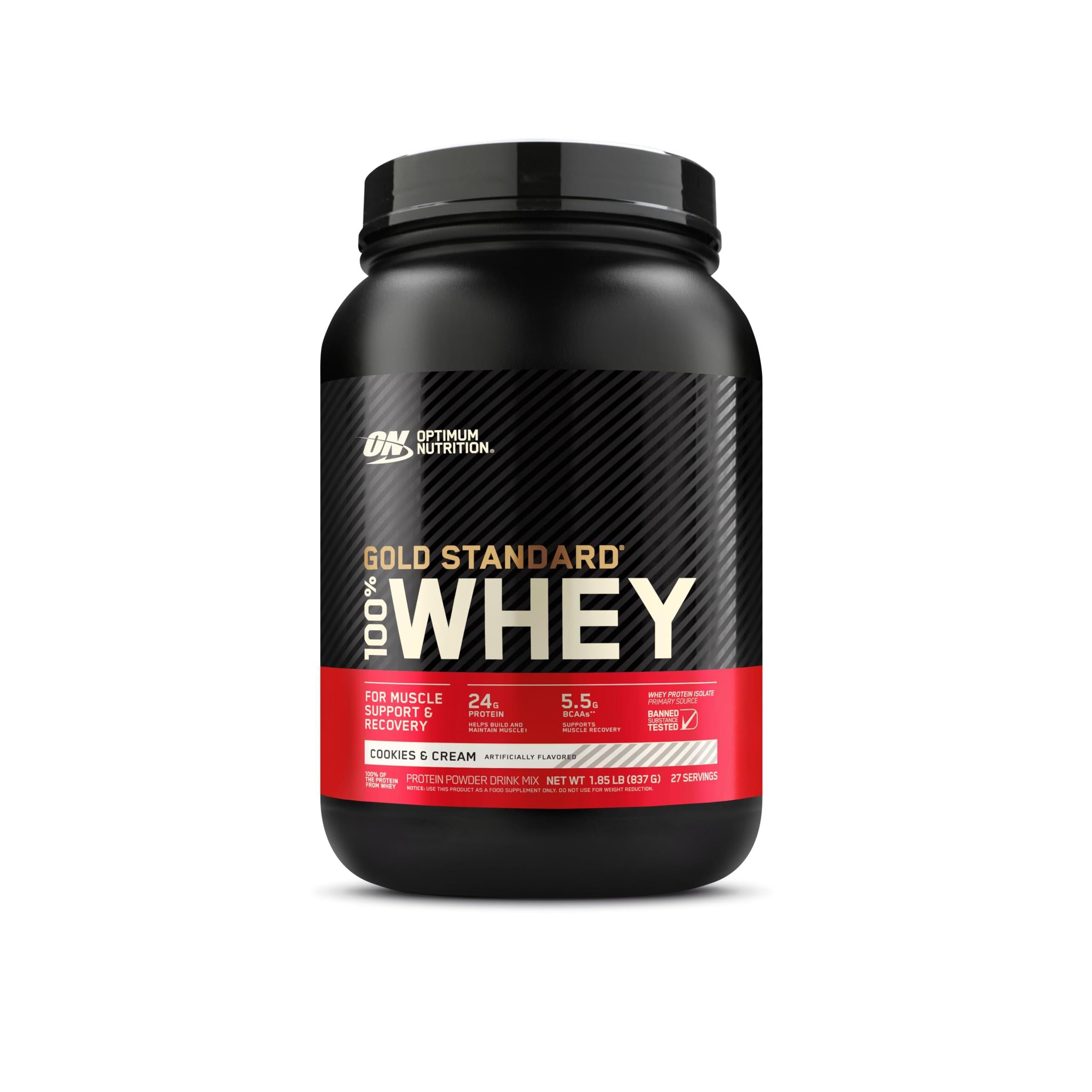 Optimum Nutrition Gold Standard 100% Whey Protein Powder, Vanilla Ice Cream, 2 Pound (Packaging May Vary)