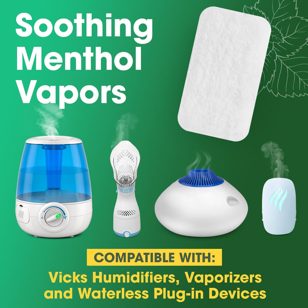 Extra Strength [20 Pack] Menthol Eucalyptus Humidifier Pads - Universal Vapor Pads for All Vks, Crane, Other Models - Vapopads Replacement - Natural Waterless Vaporizers Pads - Cold/Flu Symptoms