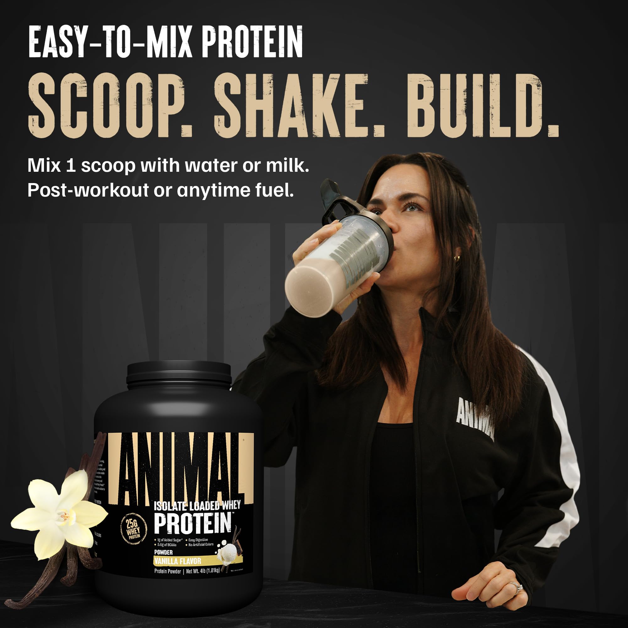 Animal Whey Isolate Protein Powder - Loaded for Pre & Post Workout Muscle Builder and Recovery with Digestive Enzymes for Men & Women - 25g Protein, Great Taste, Low Sugar - Strawberry 4 lbs