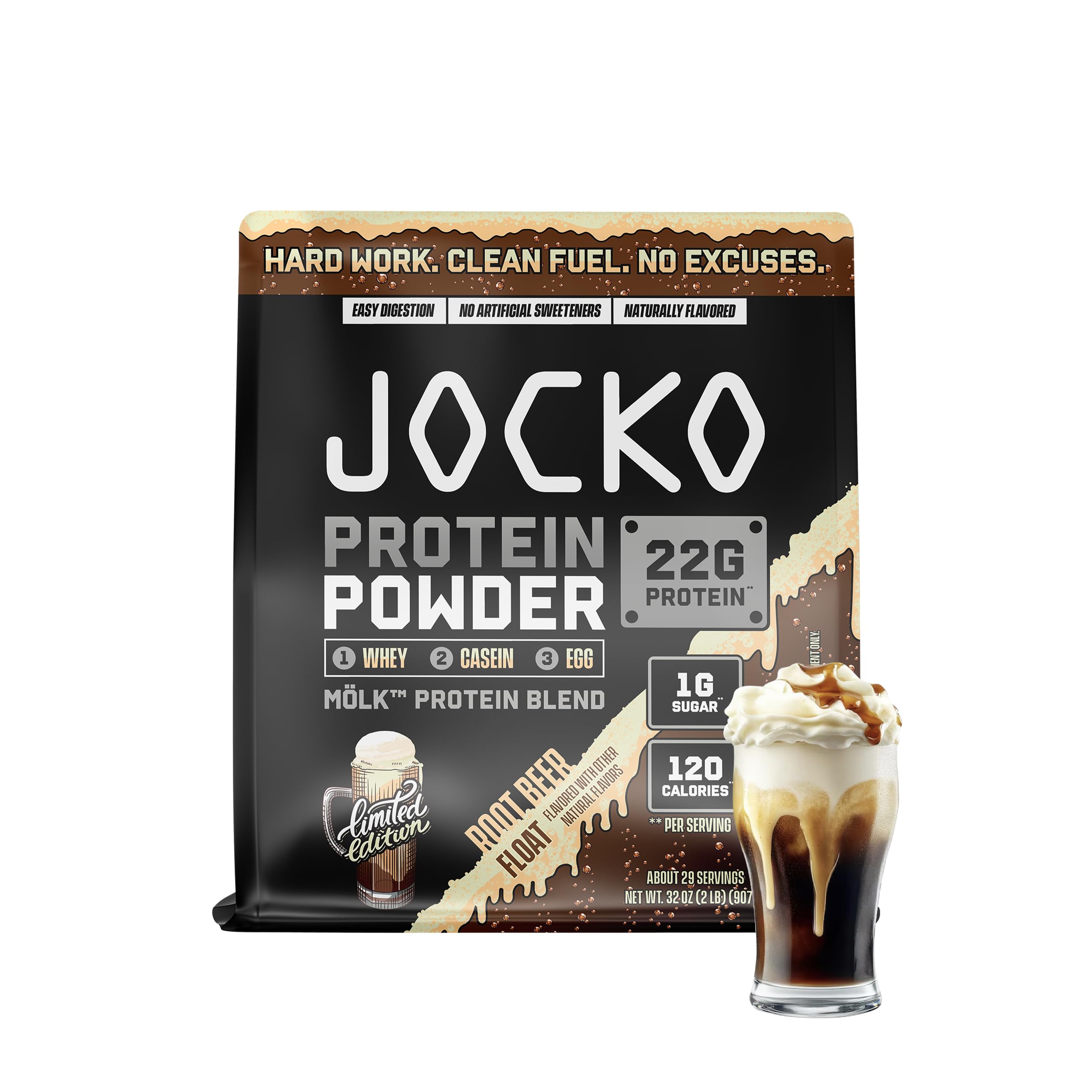 Jocko Fuel Mölk Whey Protein Powder 22g Low Sugar Monk Fruit Blend - Muscle Recovery & Growth, Packaging May Vary (26 Servings, Mint Chocolate)