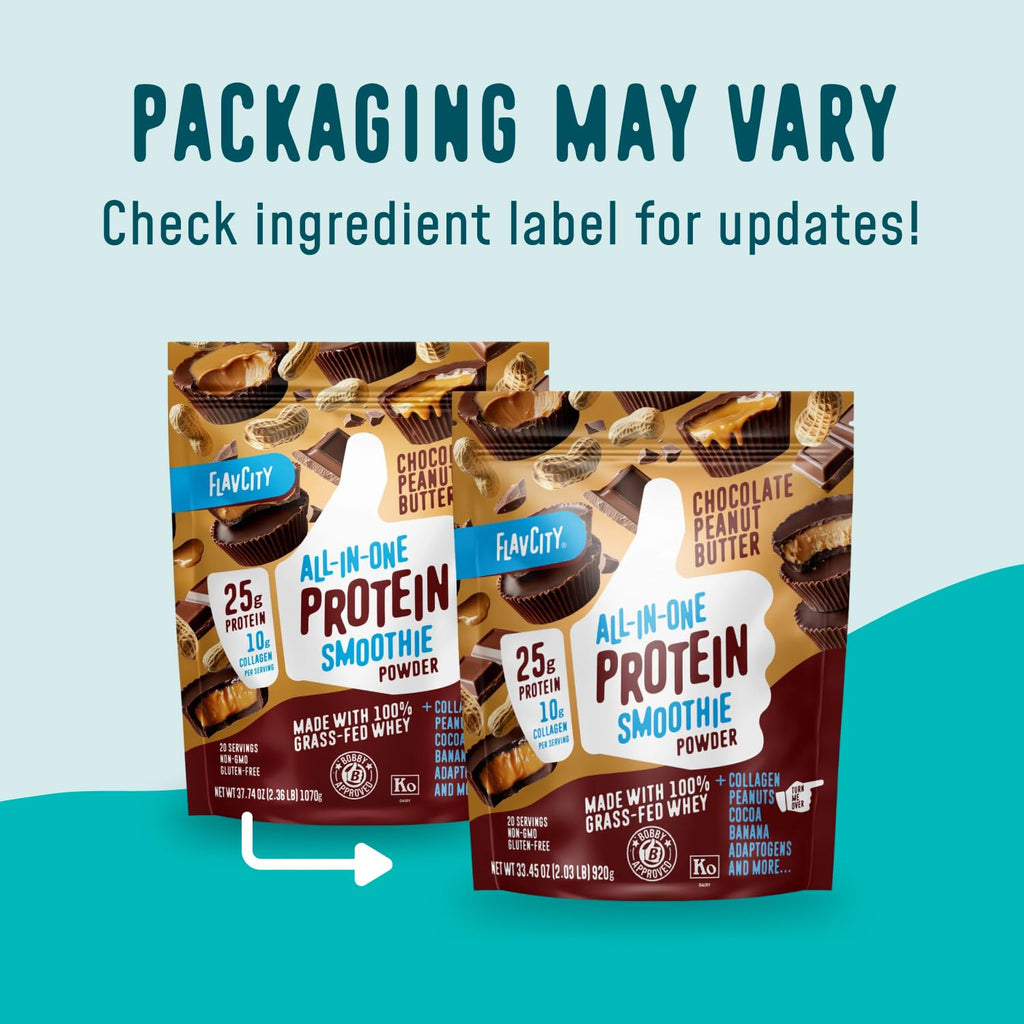 FlavCity Grass Fed Whey Protein Powder - Vanilla Smoothie - 25g Protein & 10g Collagen - Made with Real Vanilla Bean & Organic Coconut Milk - Gluten Free & No Added Sugars (20 Servings)